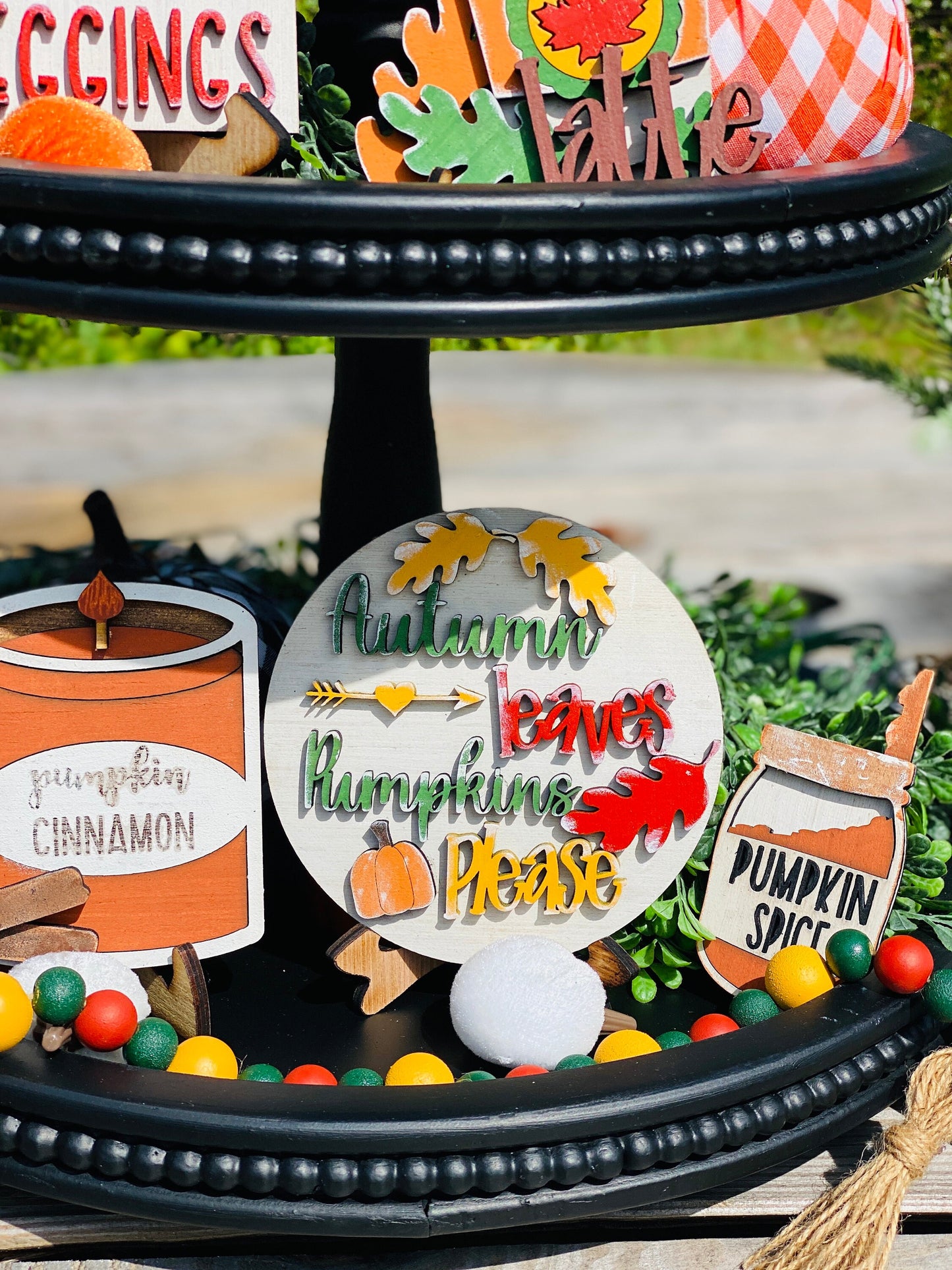 Autumn, pumpkin spice, tier tray set, fall decor, lattes, hoodies, flannels, leggings, gifts for mom, pumpkin spice season, Rae Dunn