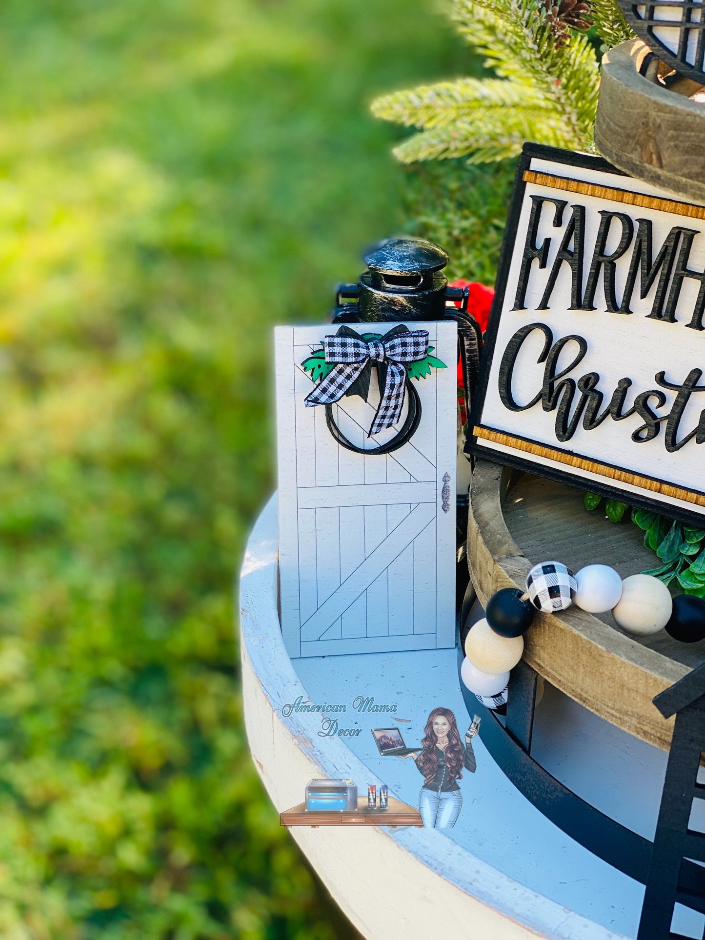 Christmas Tiered Tray Set,home decor, merry Christmas, Christmas, farm fresh trees, farmhouse Christmas decor,xmas decor, Rae Dunn decor