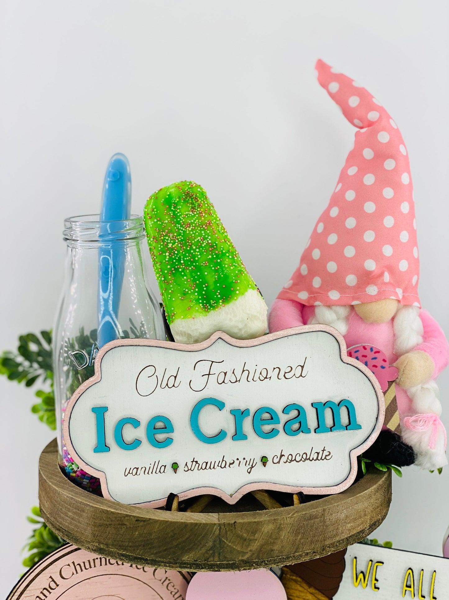 ice cream tier tray set,sprinkles,gift for mom,Rae Dunn,hand churned,holy cow creamery, we all scream for ice cream,ice cream truck,decor