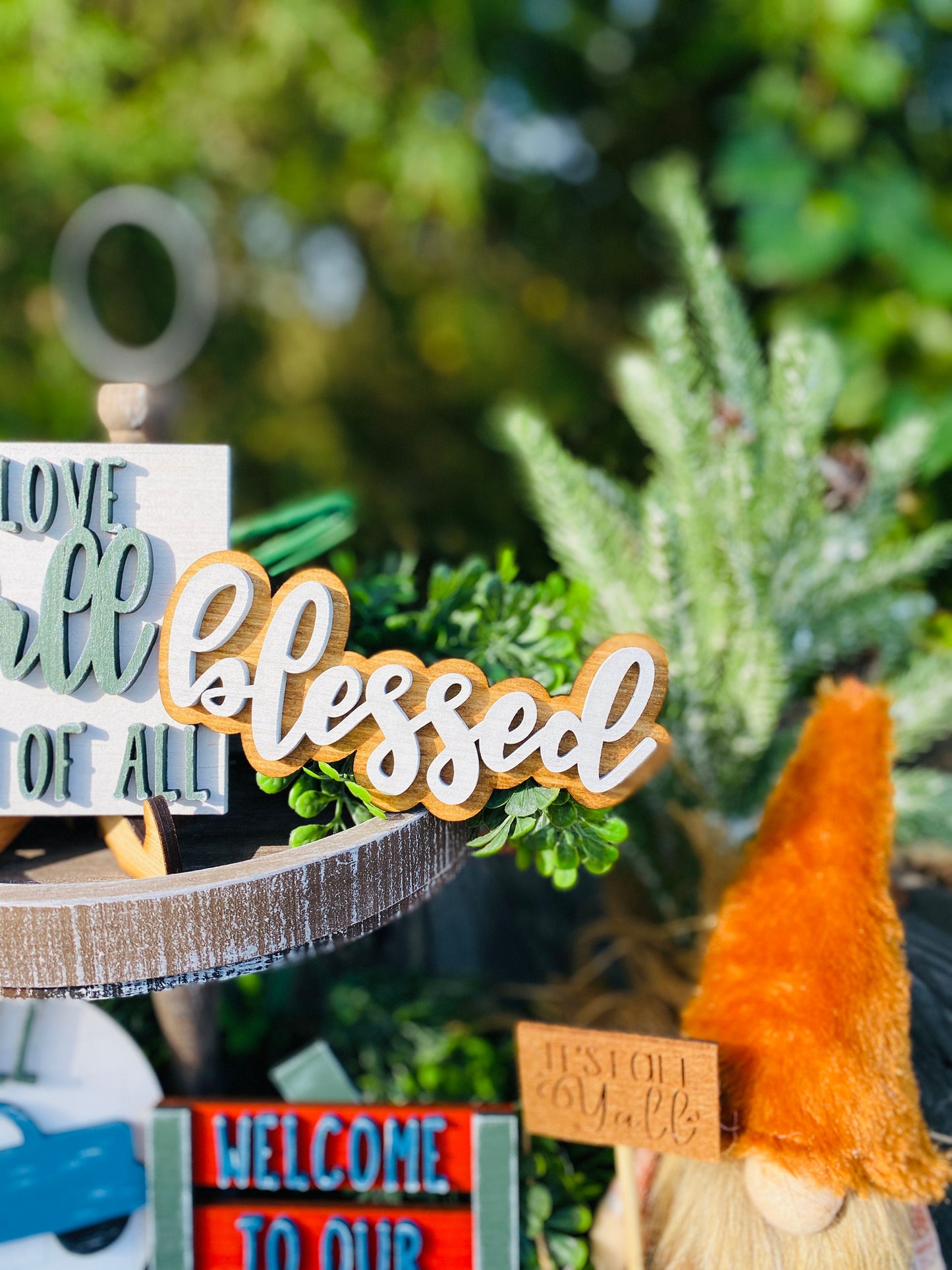 Fall tier tray decor, home decor, autumn, farmhouse, thanksgiving tier tray, 3d, mini signs, blessed, grateful, fall vibes, thankful