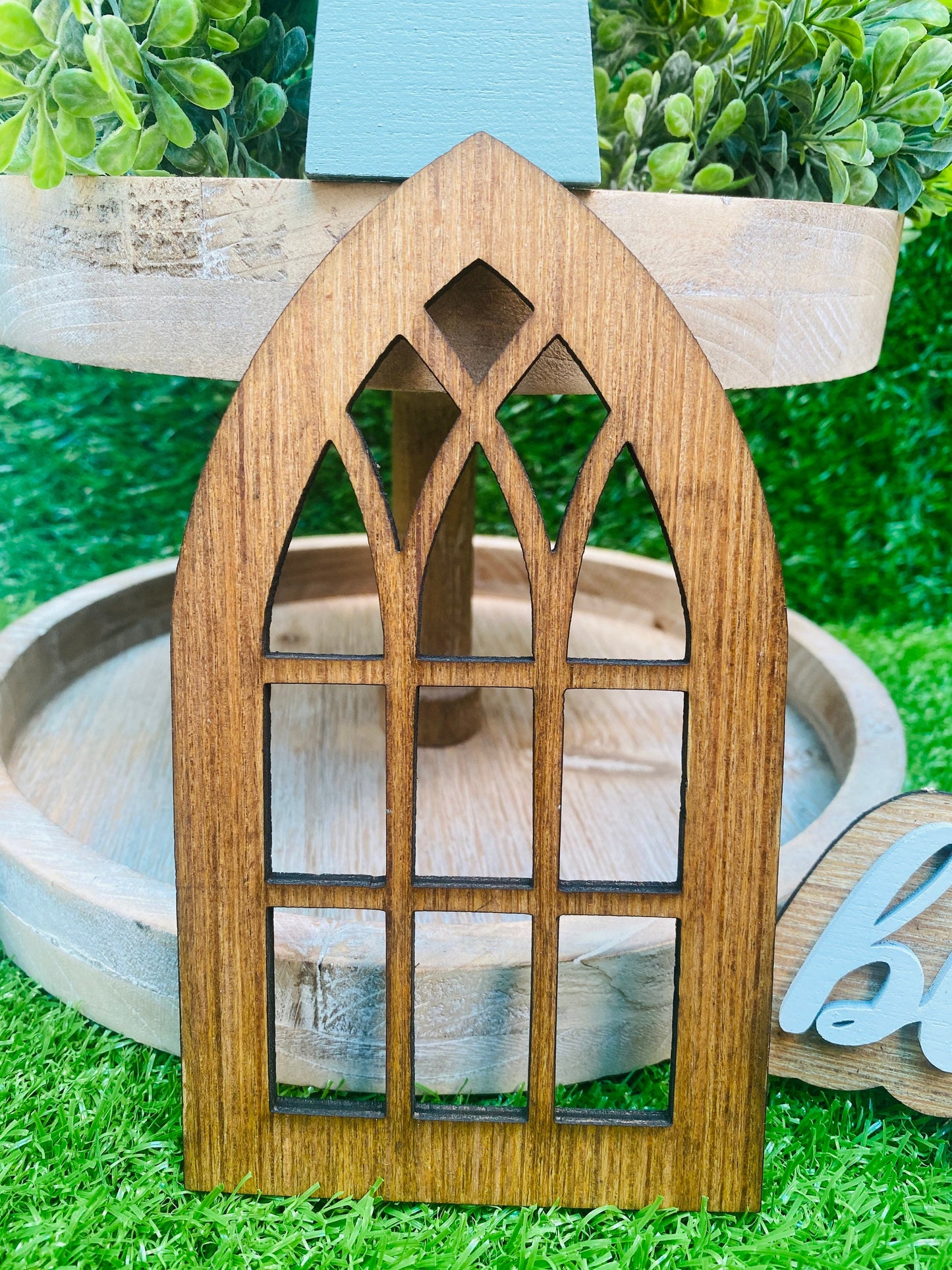 The house that built us CHURCH tier tray home decor set