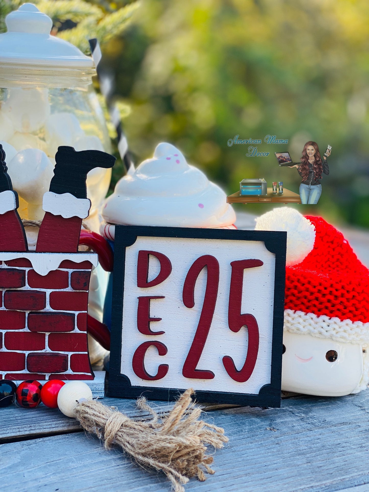 Christmas tier tray decor, Santa stop here, nice list, naughty list, Santa’s reindeer, home decor, Christmas decor, dear Santa, Rudolph