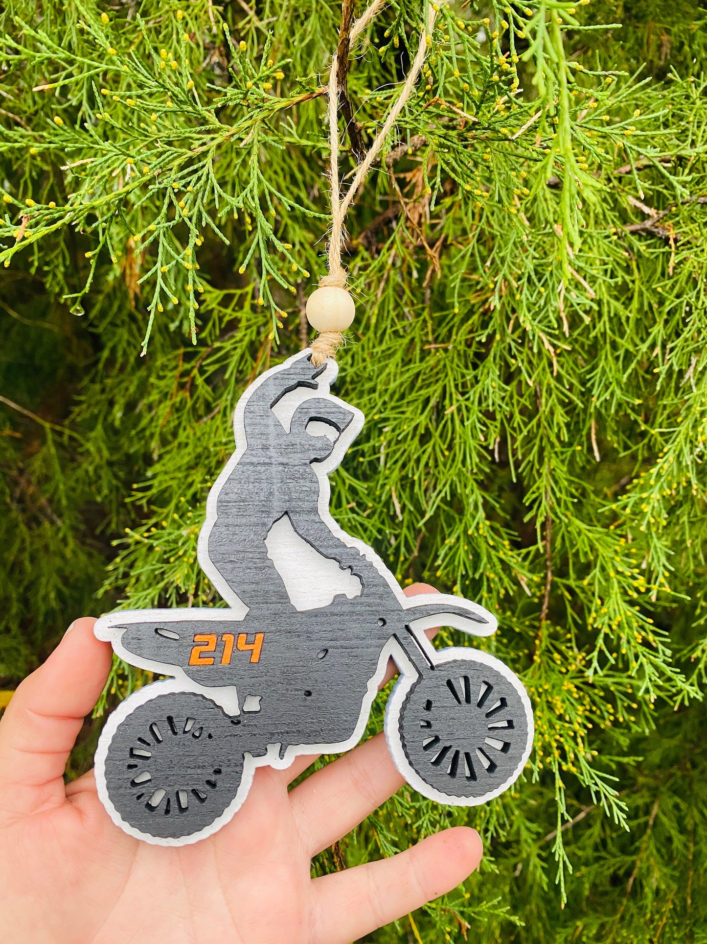 Dirt bike ornament, motocross ornaments, motocross personalized ornament, holiday decor, motocross helmet, car charm, dirt bike ornament