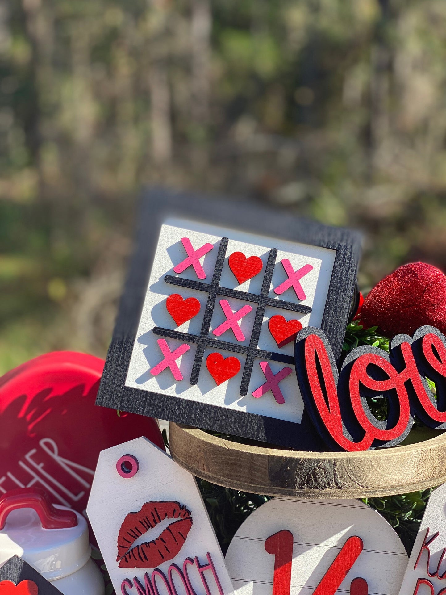 Valentines tier tray, home decor, tier tray set, sweetheart, love lives here, valentine, be mine, Rae dunn decor, true love, hugs, kisses