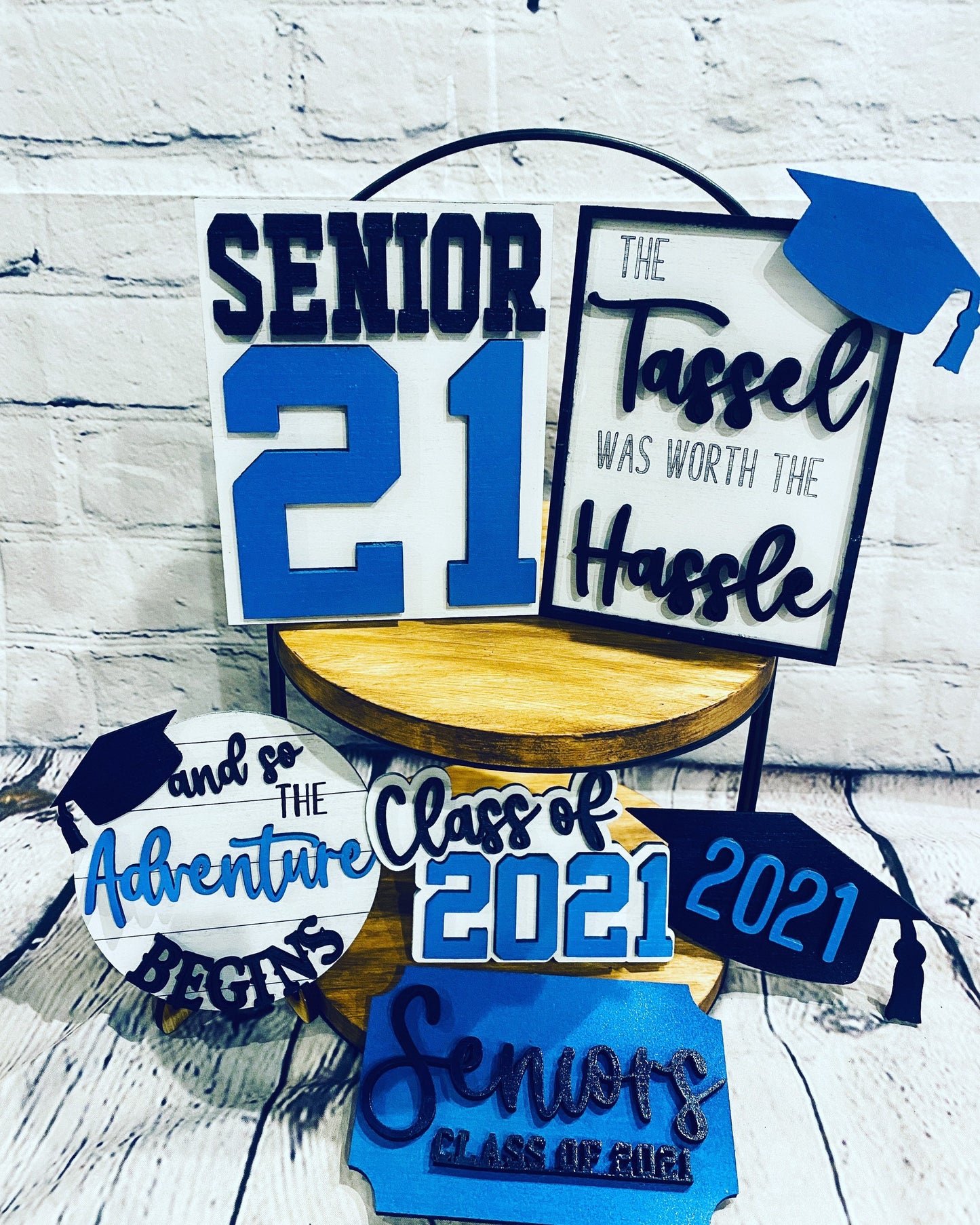 Graduation, Senior 2025, Tier Tray decor, class of 2025, home decor, Rae Dunn, college, high school, tassel was worth the hassle, seniors
