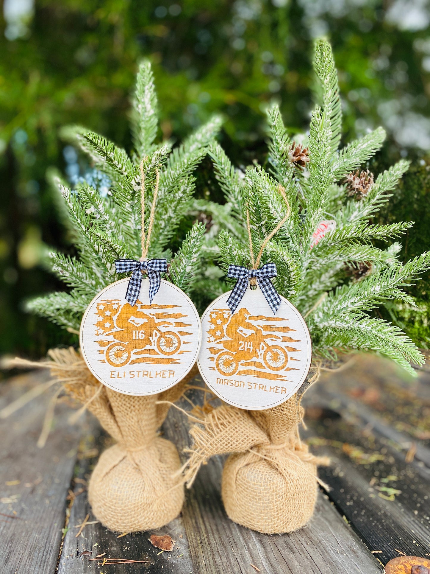 American flag, Christmas tree decor, motocross ornament, personalized dirtbike Christmas ornament, Christmas decor, home decor
