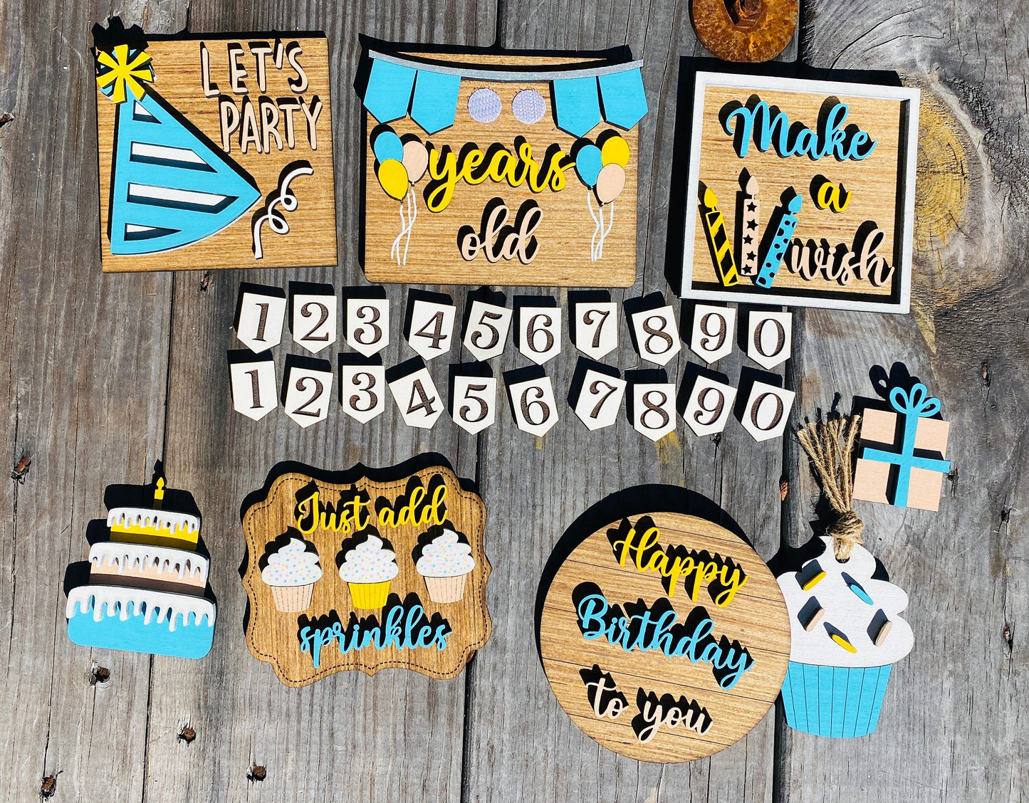 Happy Birthday tier tray decor, just add sprinkles, birthday home decor, birthday party decor, birthday tier tray signs, Rae dunn decor