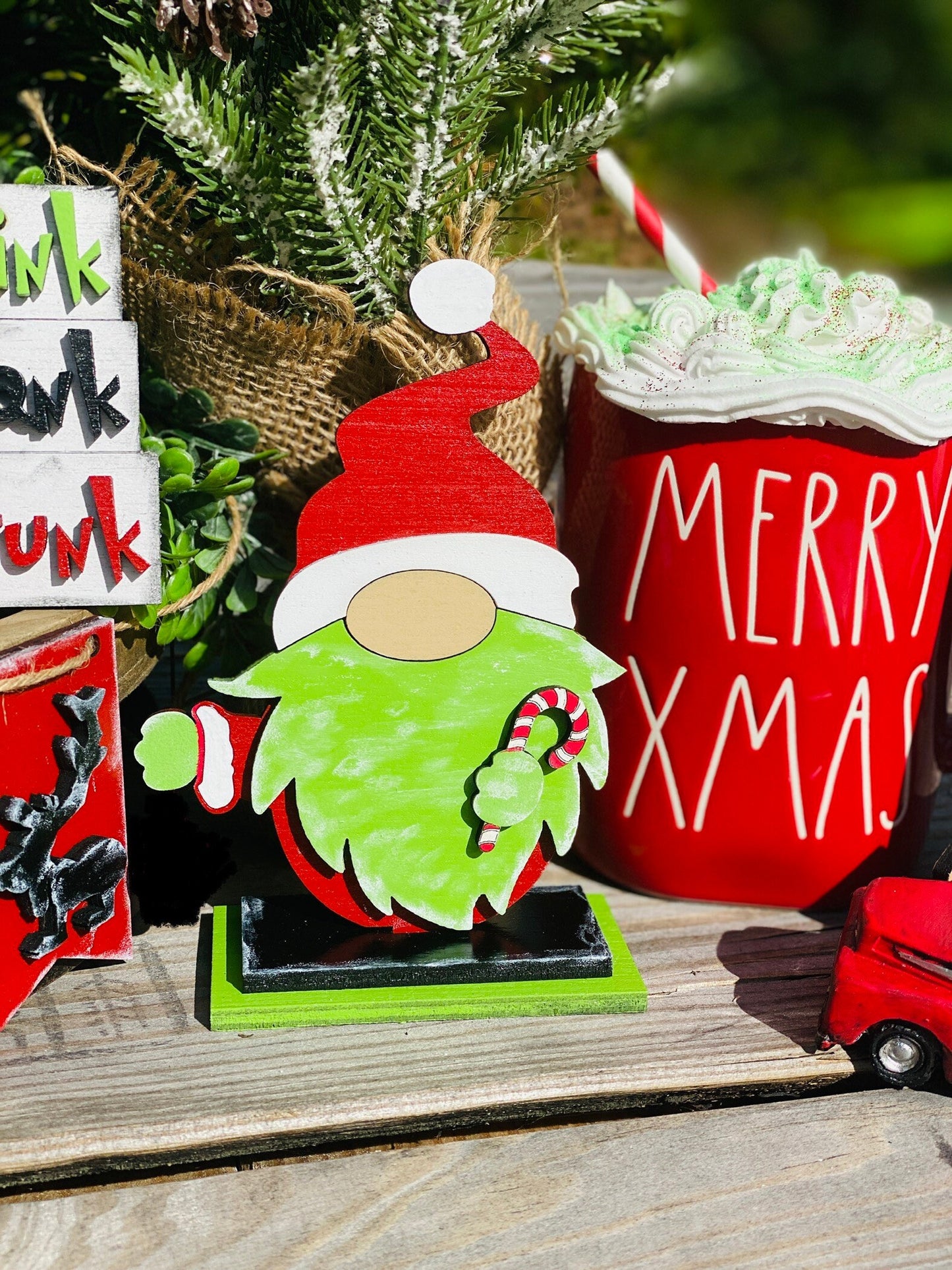 Christmas Tiered Tray Set,home decor, merry xmas, Christmas, Santa’s sled, gnome, believe, farmhouse decor,xmas decor, Rae Dunn decor