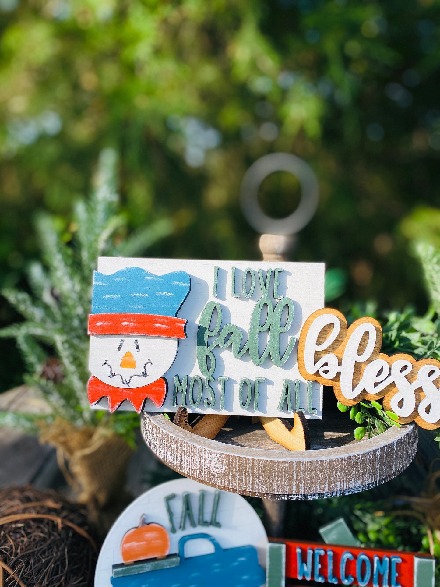 Fall tier tray decor, home decor, autumn, farmhouse, thanksgiving tier tray, 3d, mini signs, blessed, grateful, fall vibes, thankful