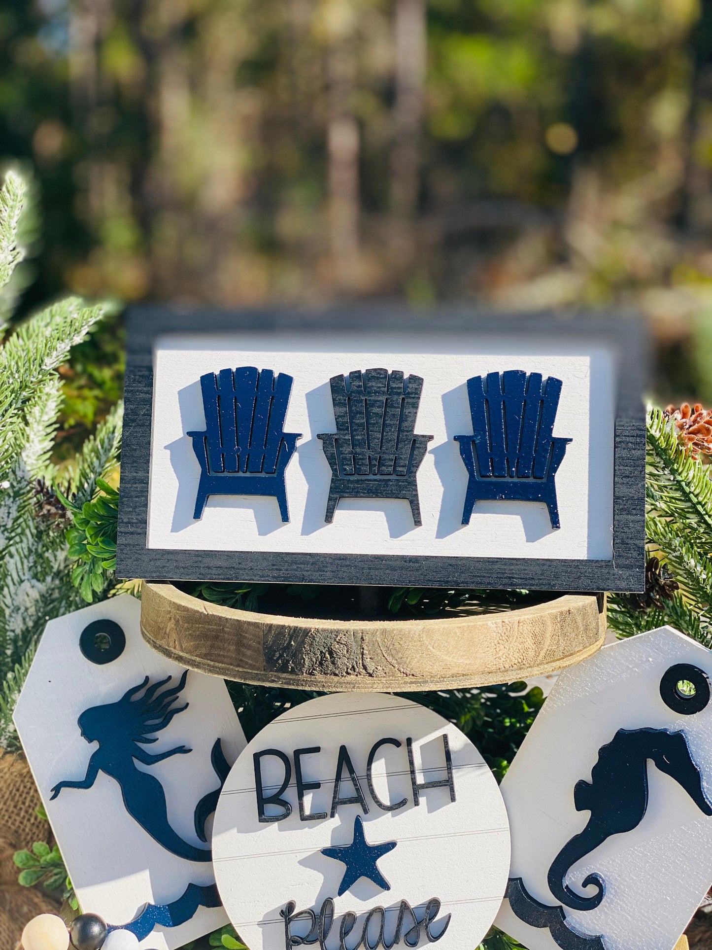 Beach tier tray set, tier tray decor, nautical, home decor, summer time, beach house decor, 3d signs, tier tray signs, Rae dunn decor