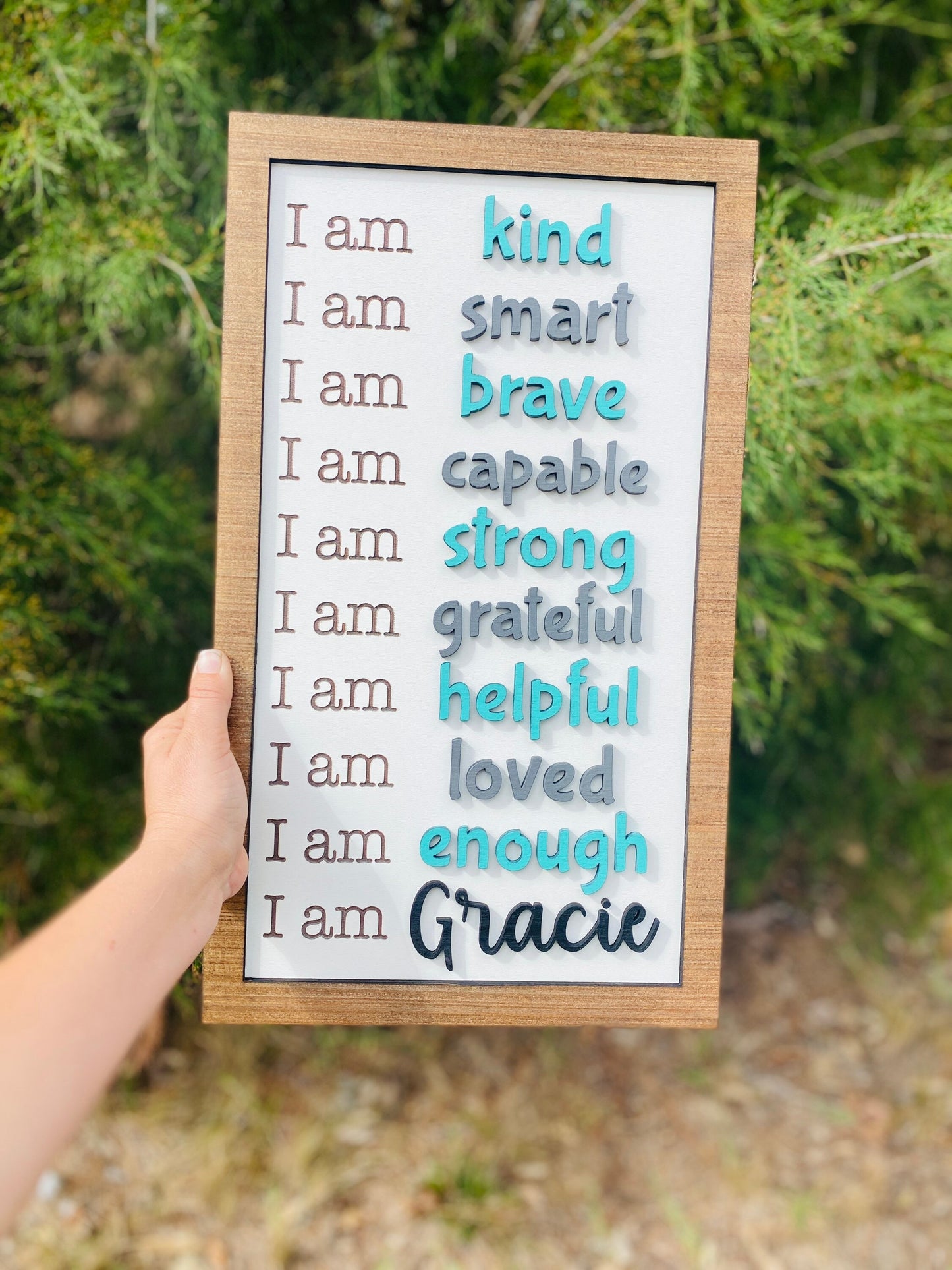 Affirmation sign, home decor, youth affirmations, positivity, kind, brave, loved, helpful, I am enough, strong, capable, smart, grateful