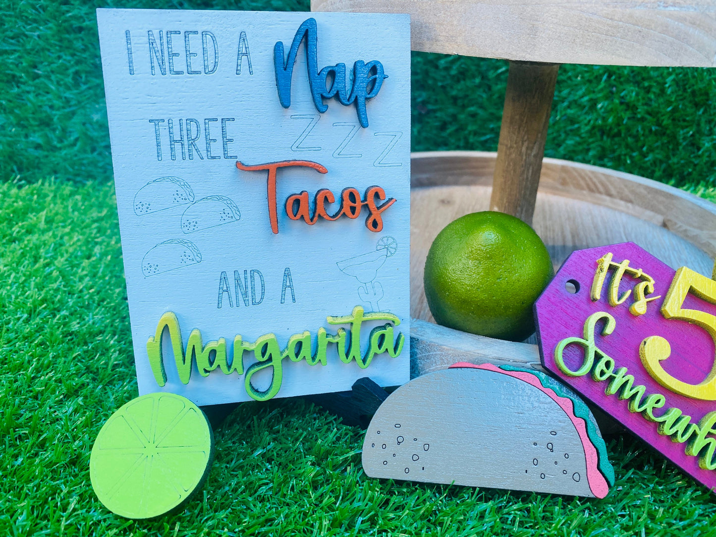 Margarita summertime tier tray set home decor
