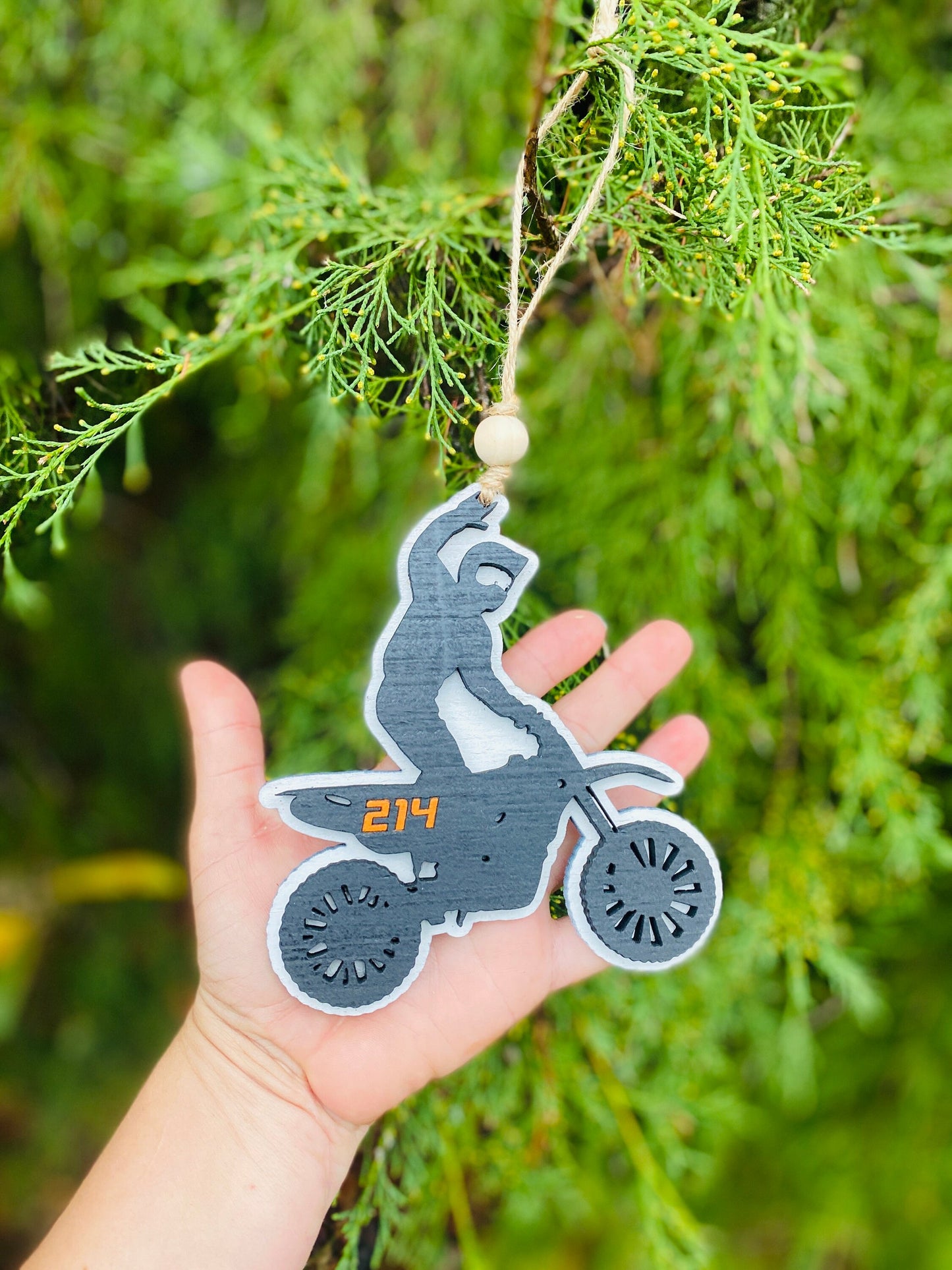 Dirt bike ornament, motocross ornaments, motocross personalized ornament, holiday decor, motocross helmet, car charm, dirt bike ornament
