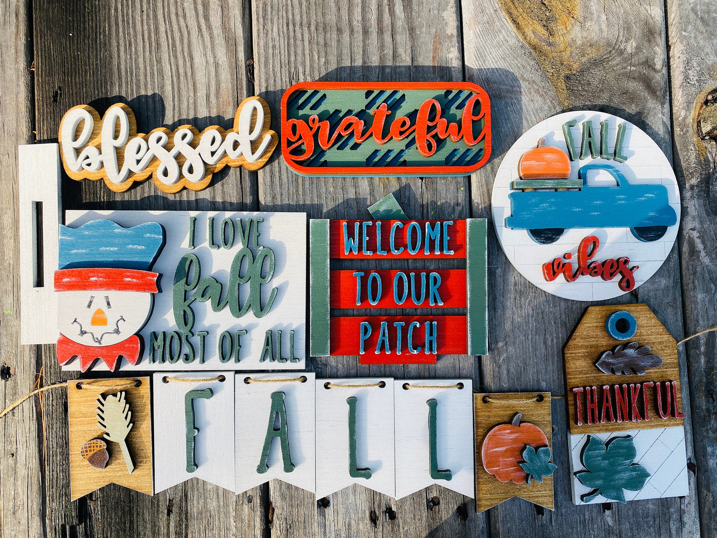 Fall tier tray decor, home decor, autumn, farmhouse, thanksgiving tier tray, 3d, mini signs, blessed, grateful, fall vibes, thankful