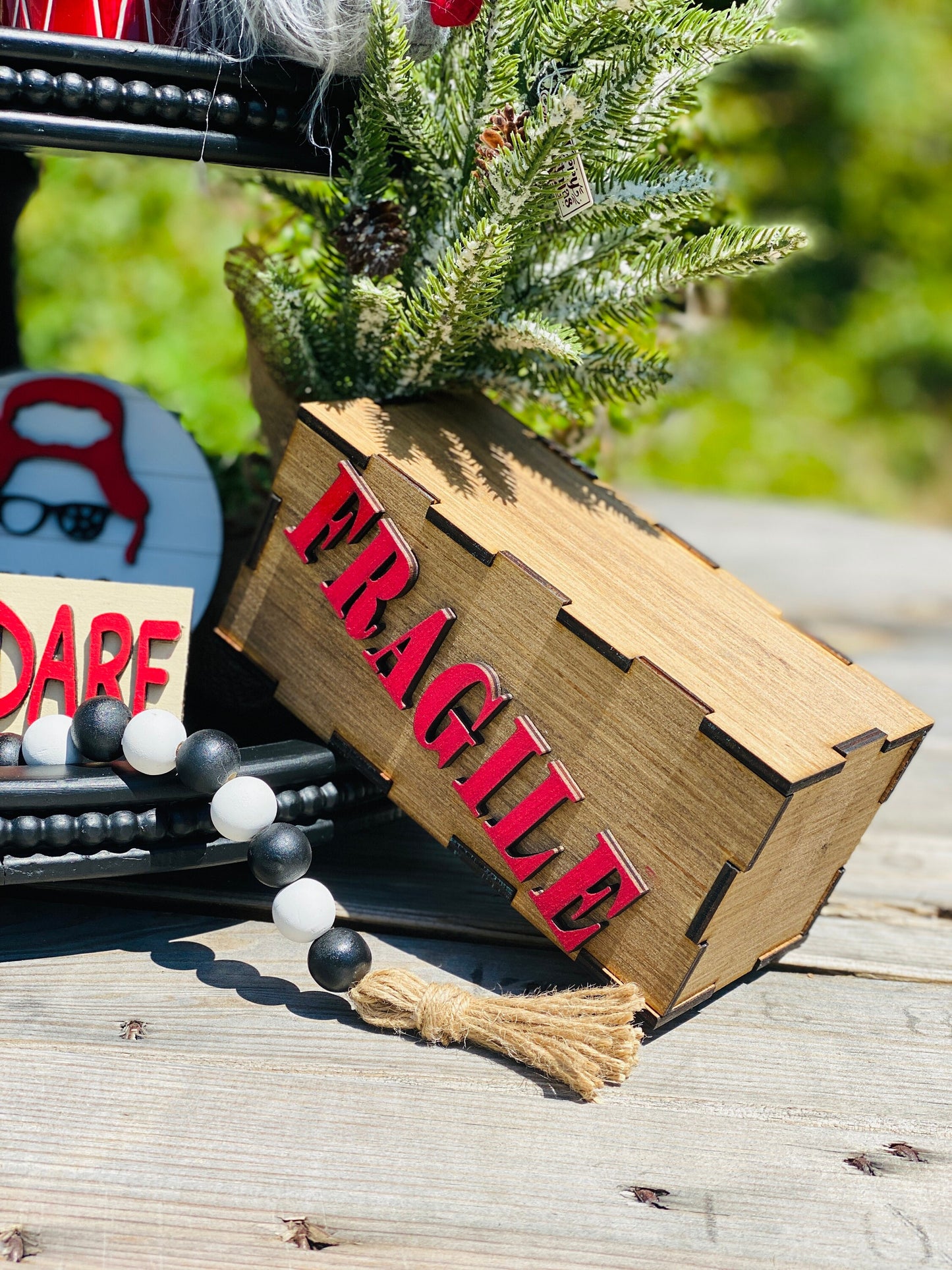 Christmas tier tray decor,Christmas story,shoot your eye out kid,Red Ryder,oh fudge,Christmas story house,fragile box,home decor,leg lamp