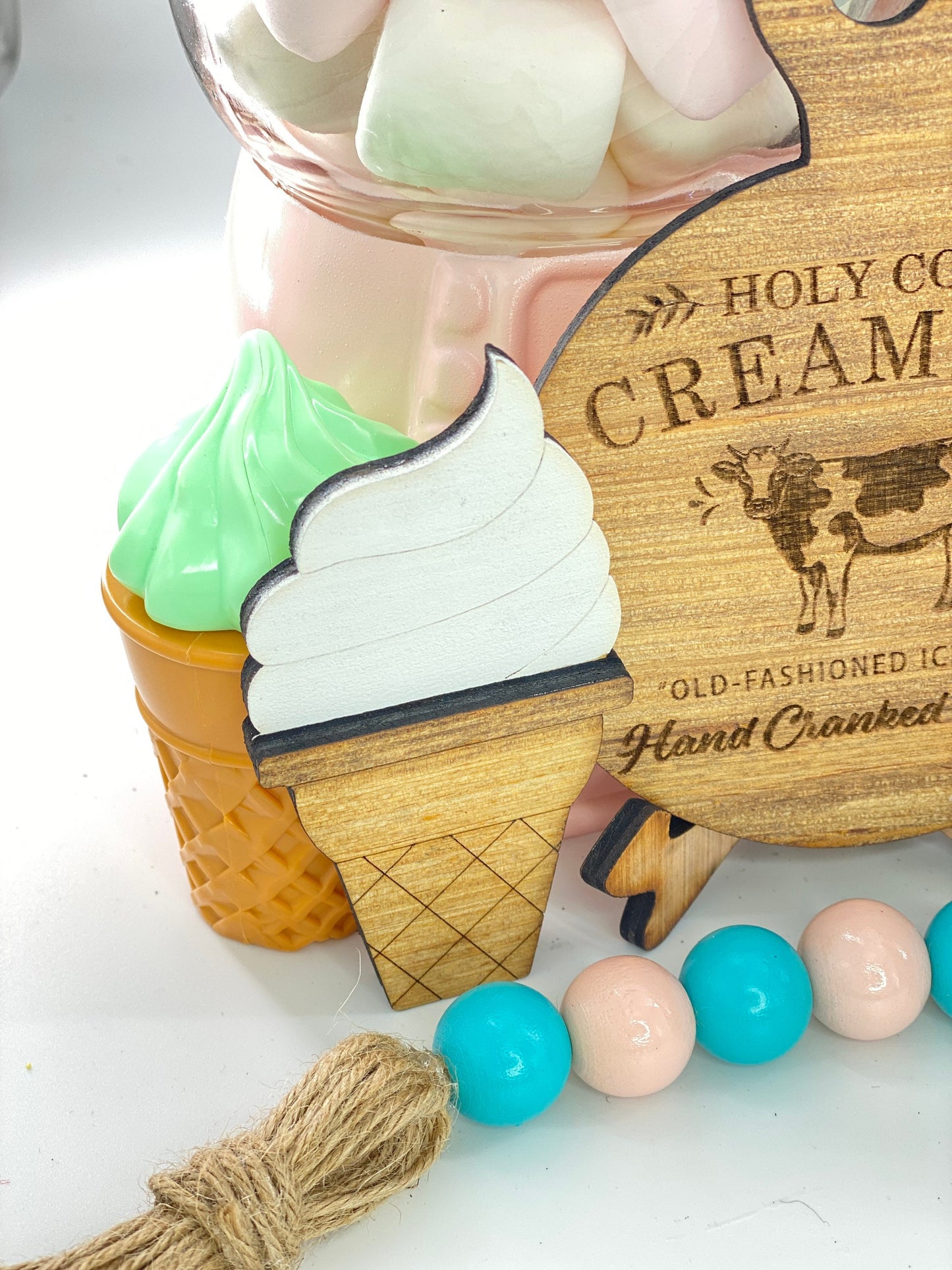 ice cream tier tray set,sprinkles,gift for mom,Rae Dunn,hand churned,holy cow creamery, we all scream for ice cream,ice cream truck,decor