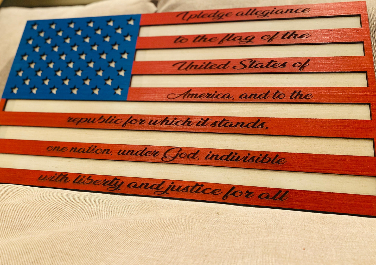 Pledge of allegiance sign, america, 3d sign, wall decor, home decor, freedom, layered sign, large wall decor, USA, americana, American flag
