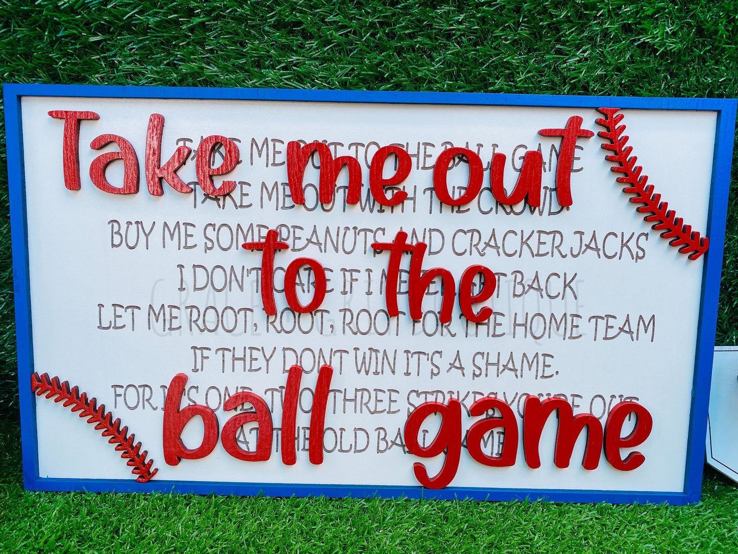 Take me out to the ballgame sign with engraved wording also FREE SHIPPING baseball, sports, man cave decor