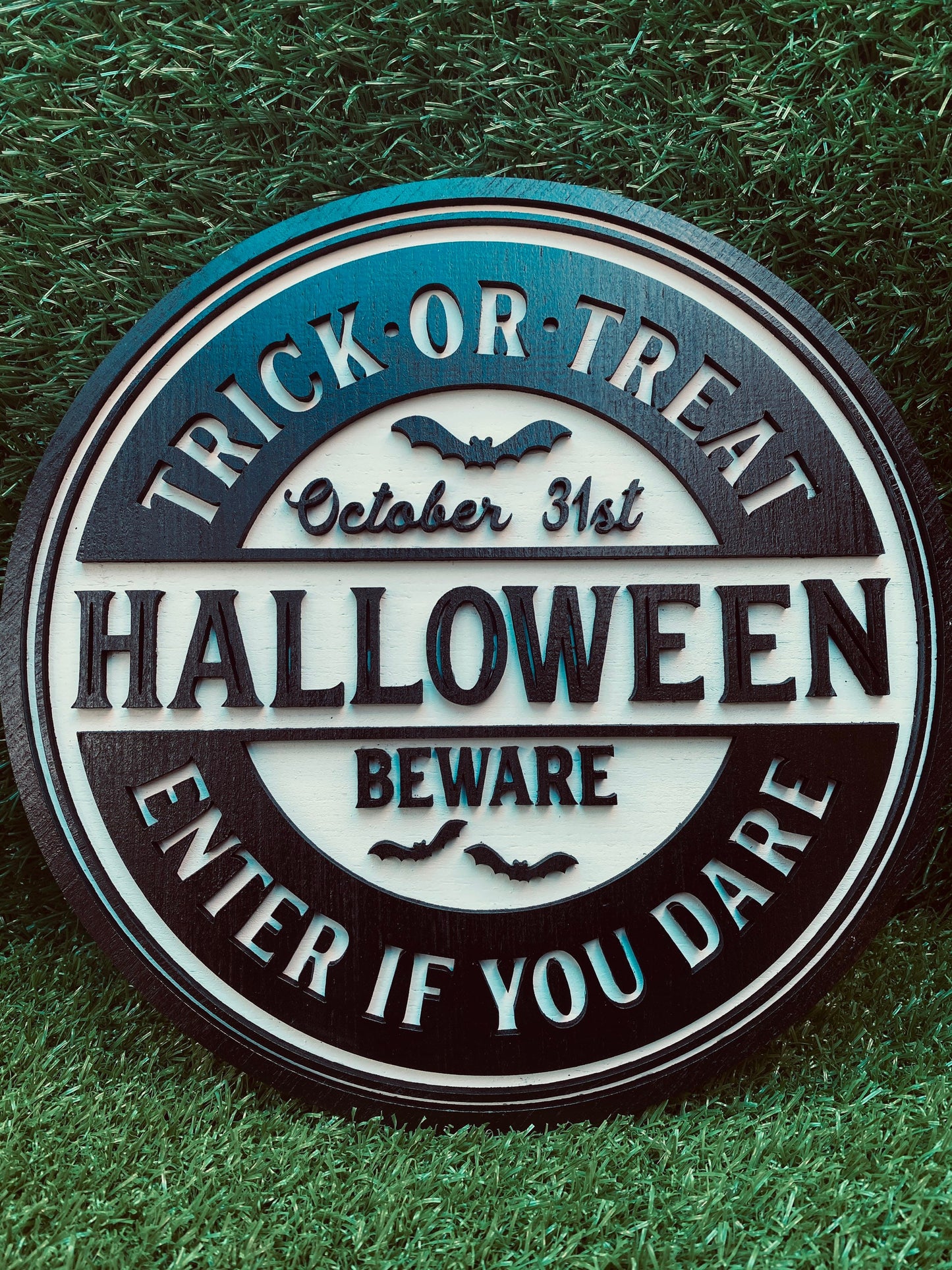 Trick OR Treat enter if you dare round halloween home decor sign! *free shipping*