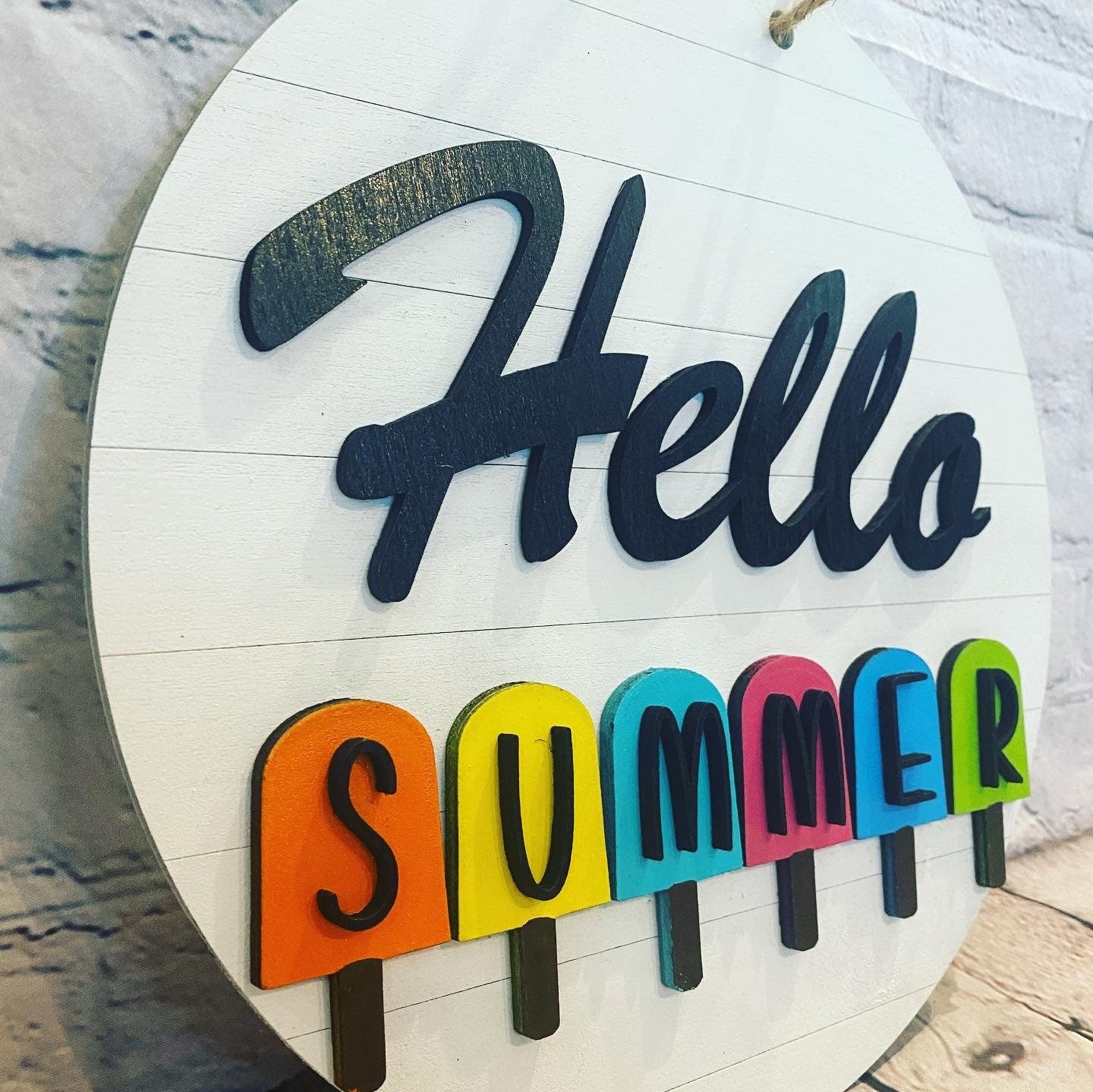 Hello Summer popsicle door hanger summertime decor