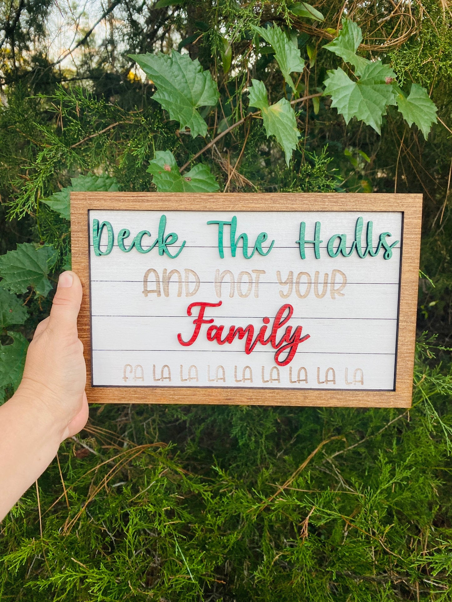 Deck the halls sign, Fa la la la la, Christmas carols, home decor, Christmas decor, funny signs, gift for mom, Christmas, Not your family