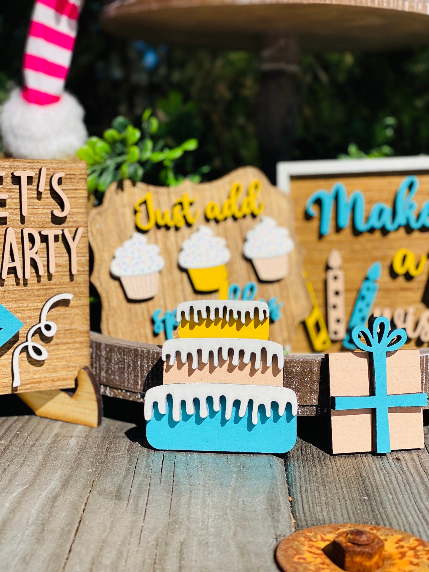 Happy Birthday tier tray decor, just add sprinkles, birthday home decor, birthday party decor, birthday tier tray signs, Rae dunn decor