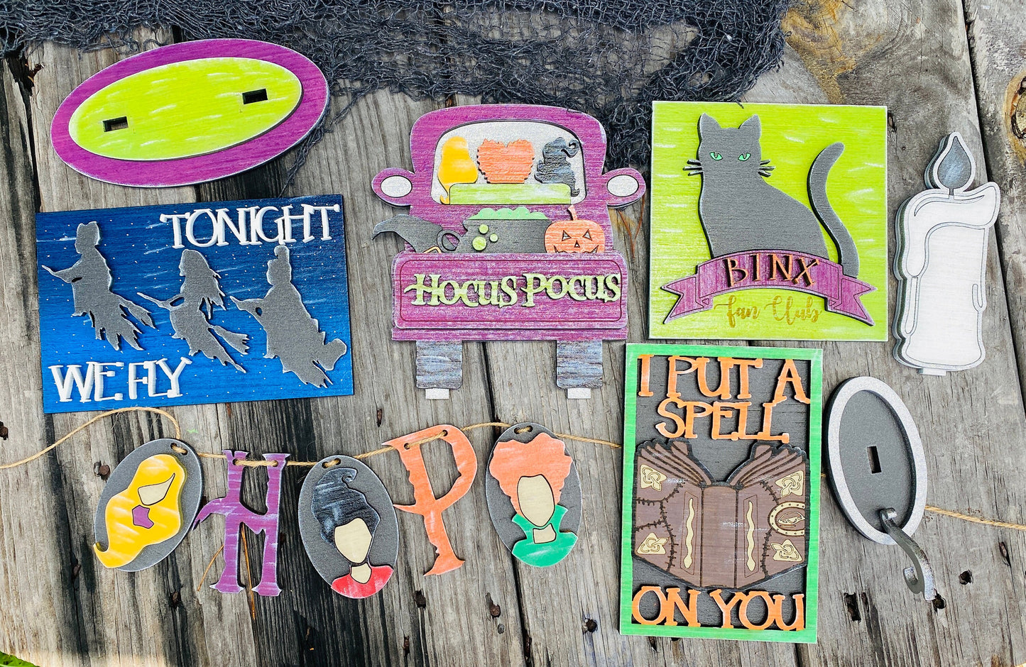 Witches tier tray decor, Halloween tier tray decor, home decor, witch spells, Rae dunn decor, Binx, witches, black flame