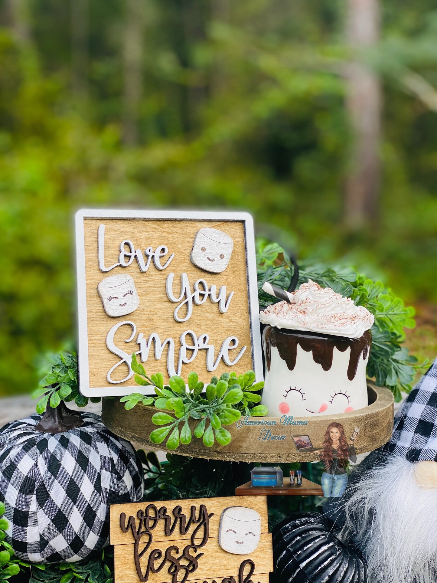 S’mores Tier Tray set, home decor, Rae Dunn, love you s’more, worry less laugh s’more, let’s get toasted, s’mores station, marshmallow