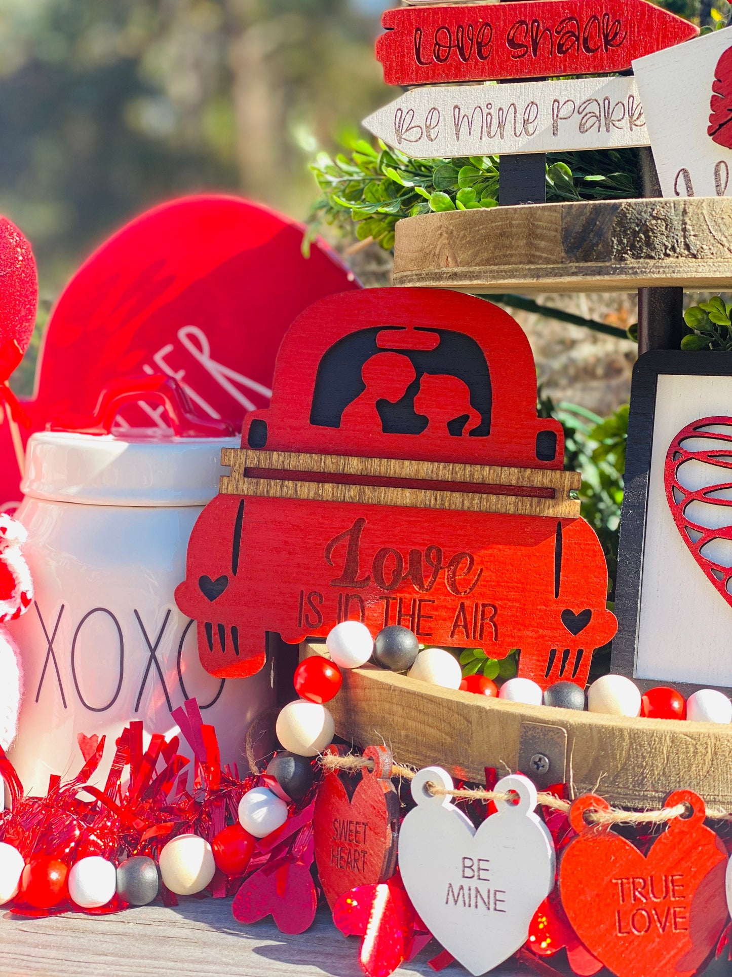 Valentines tier tray, home decor, tier tray set, sweetheart, love shack, Cupid, valentine, be mine, Rae dunn decor, true love, hugs, kisses