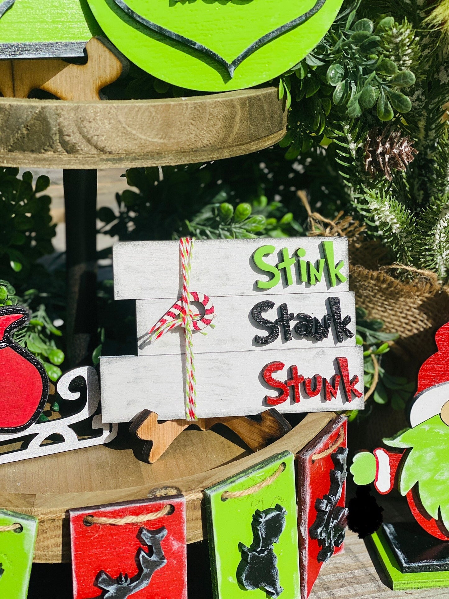 Christmas Tiered Tray Set,home decor, merry xmas, Christmas, Santa’s sled, gnome, believe, farmhouse decor,xmas decor, Rae Dunn decor