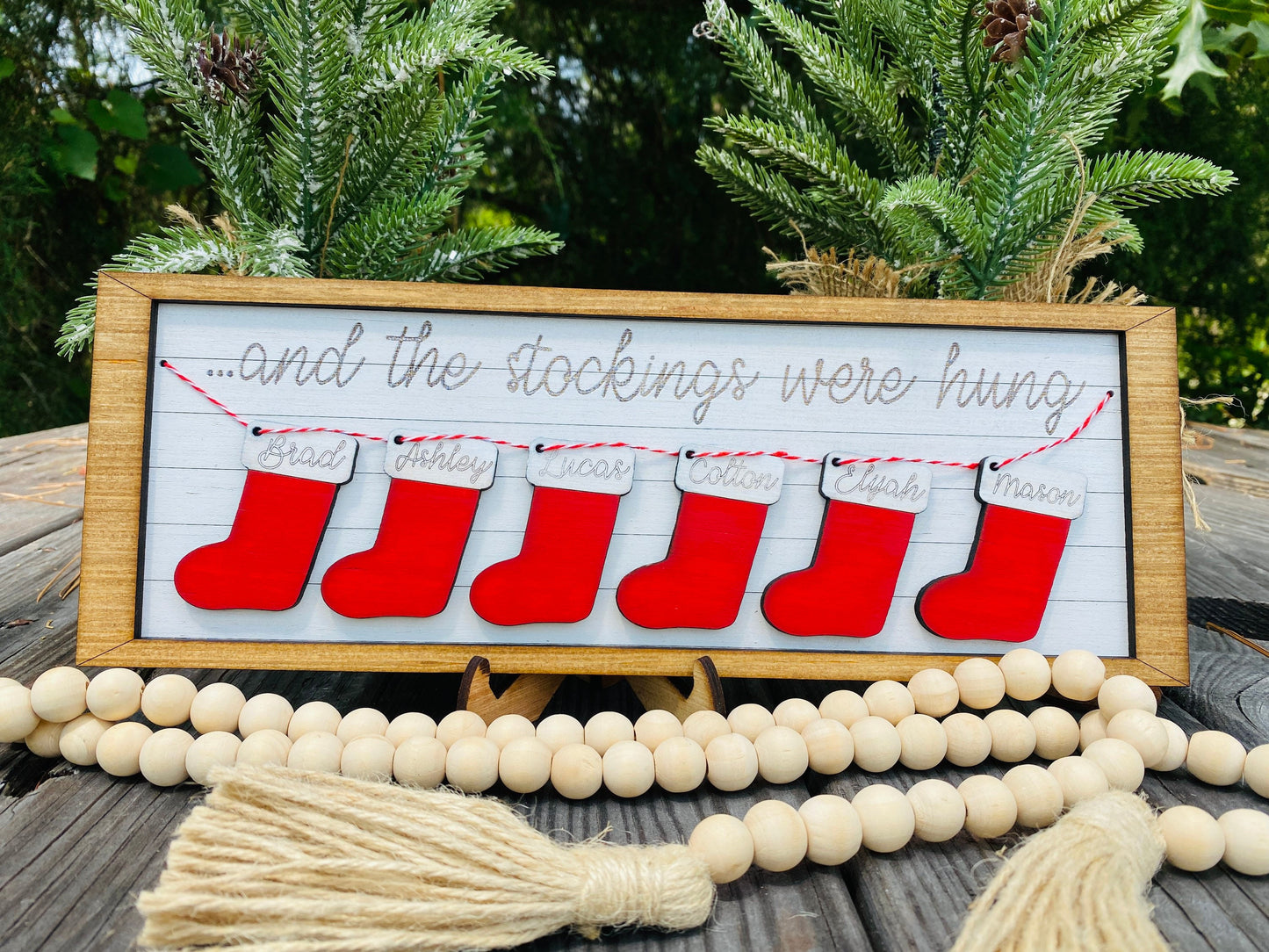 Stockings were hung - family sign - home decor - Christmas wall decor - hutch decor - Santa - stockings - personalized - Christmas sign