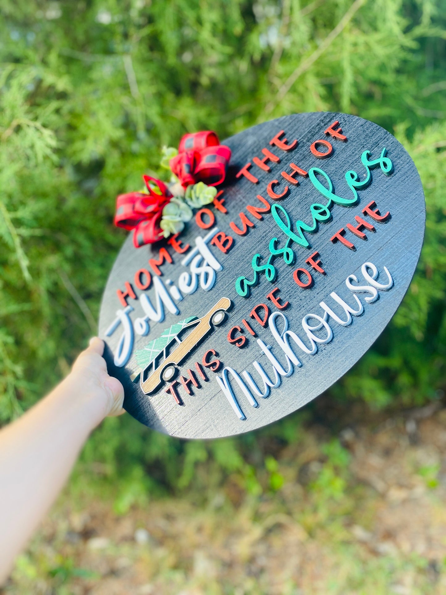 Christmas door hanger, Christmas vacation sign, movie decor, Clark griswold, jolliest bunch door sign, Holiday decor, Gifts, Christmas decor