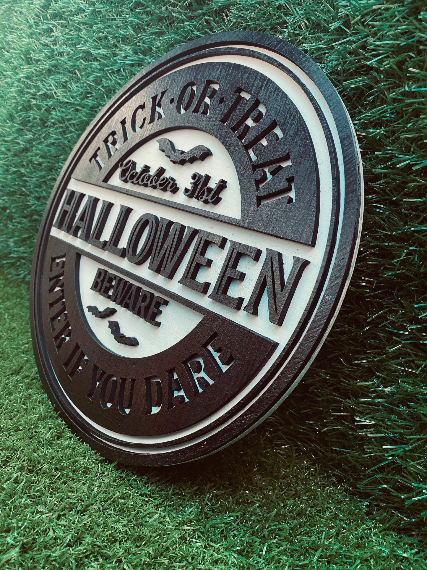 Trick OR Treat enter if you dare round halloween home decor sign! *free shipping*