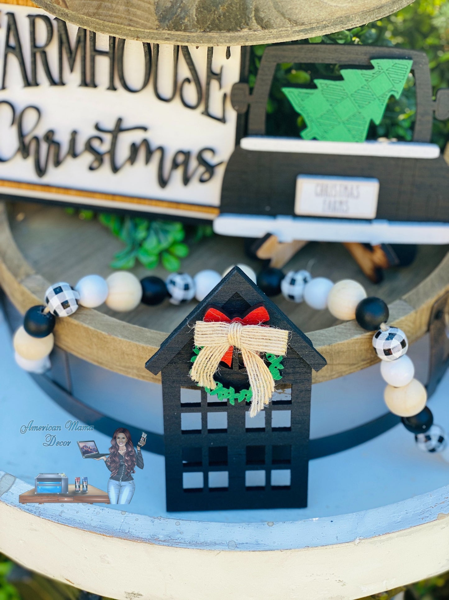 Christmas Tiered Tray Set,home decor, merry Christmas, Christmas, farm fresh trees, farmhouse Christmas decor,xmas decor, Rae Dunn decor