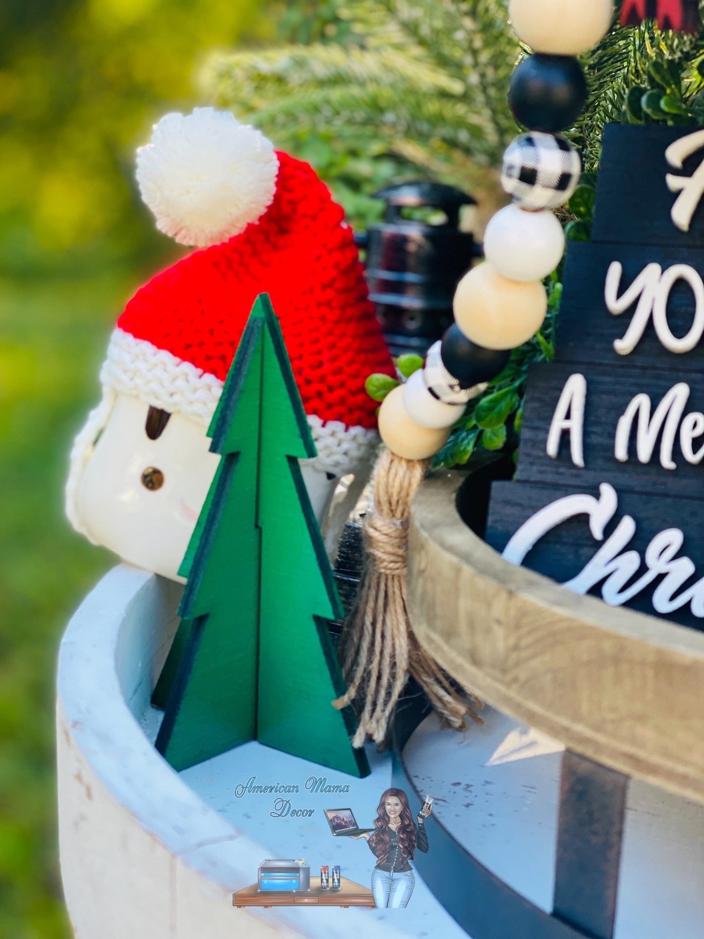 Christmas Tiered Tray Set,home decor, merry xmas, Christmas, Santa’s sled, believe, farmhouse decor,xmas decor, Rae Dunn decor, Santa Claus