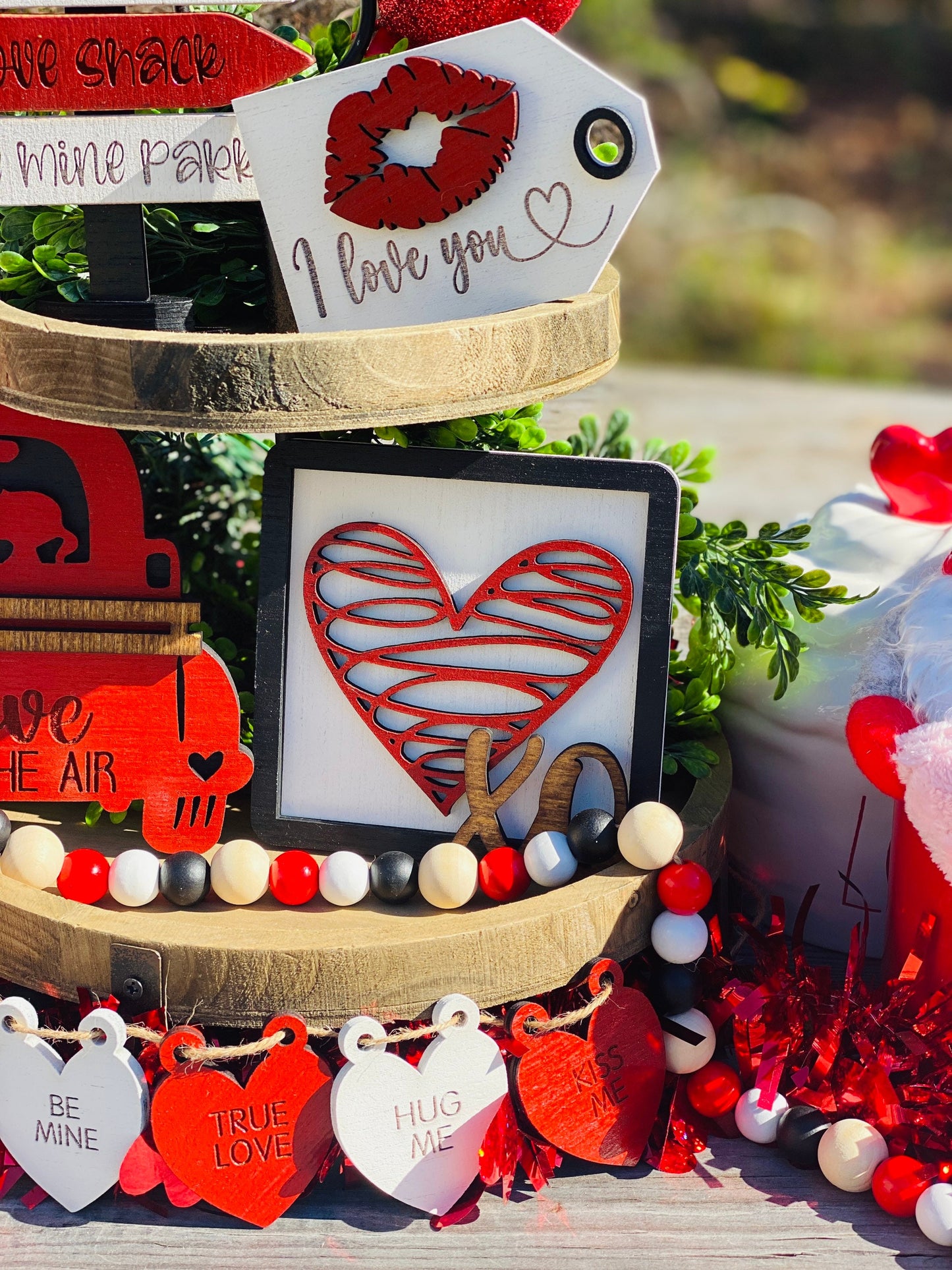 Valentines tier tray, home decor, tier tray set, sweetheart, love shack, Cupid, valentine, be mine, Rae dunn decor, true love, hugs, kisses