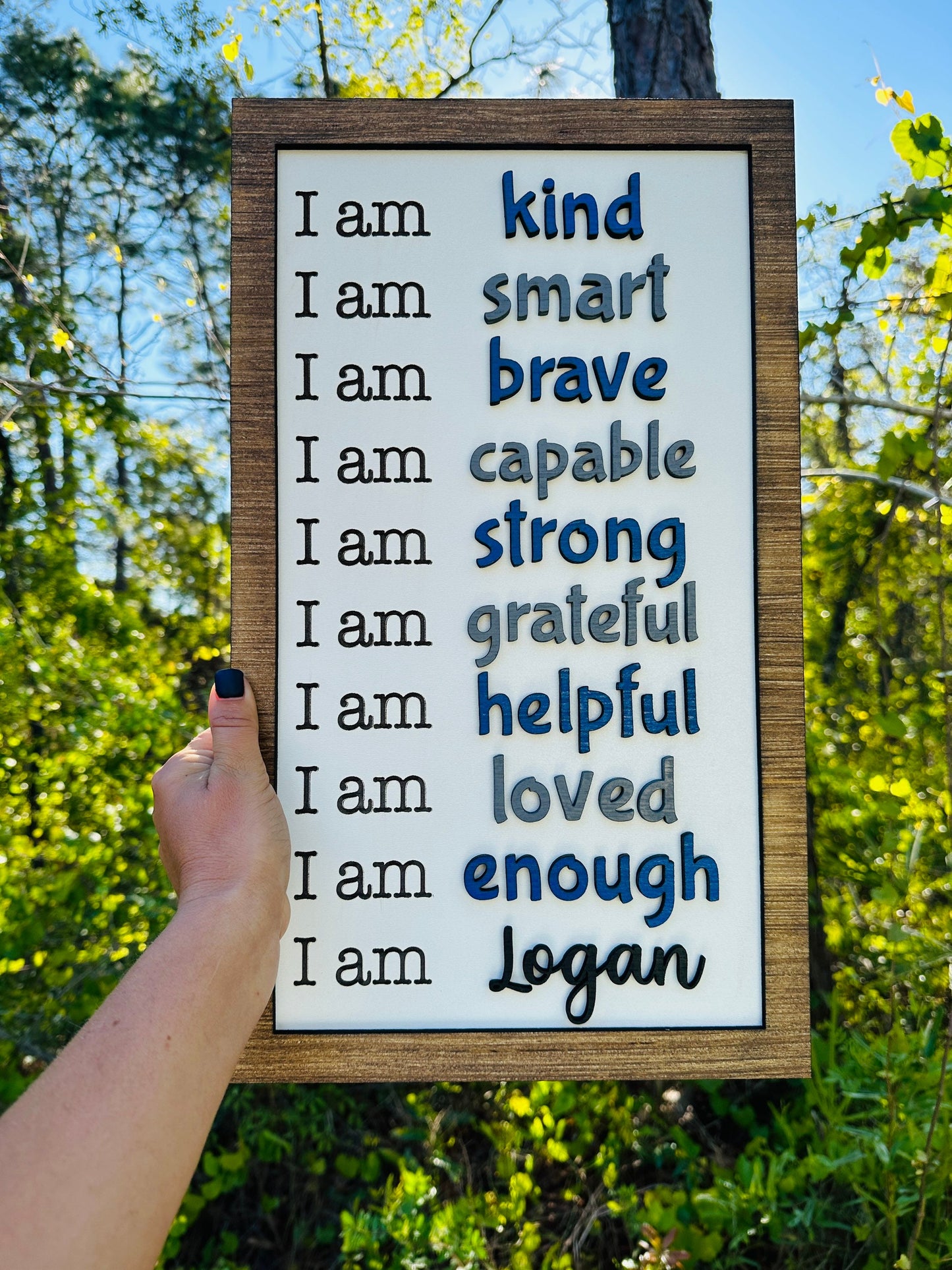 Affirmation sign, home decor, youth affirmations, positivity, kind, brave, loved, helpful, I am enough, strong, capable, smart, grateful