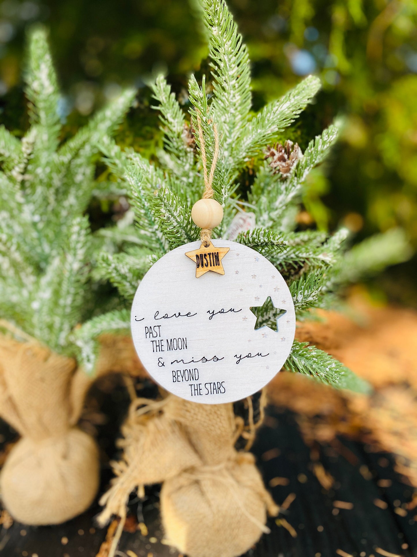 Memorial ornament-Christmas tree decor-Past the moon-beyond the stars-I love you-Christmas decor-home decor-personalized-Xmas