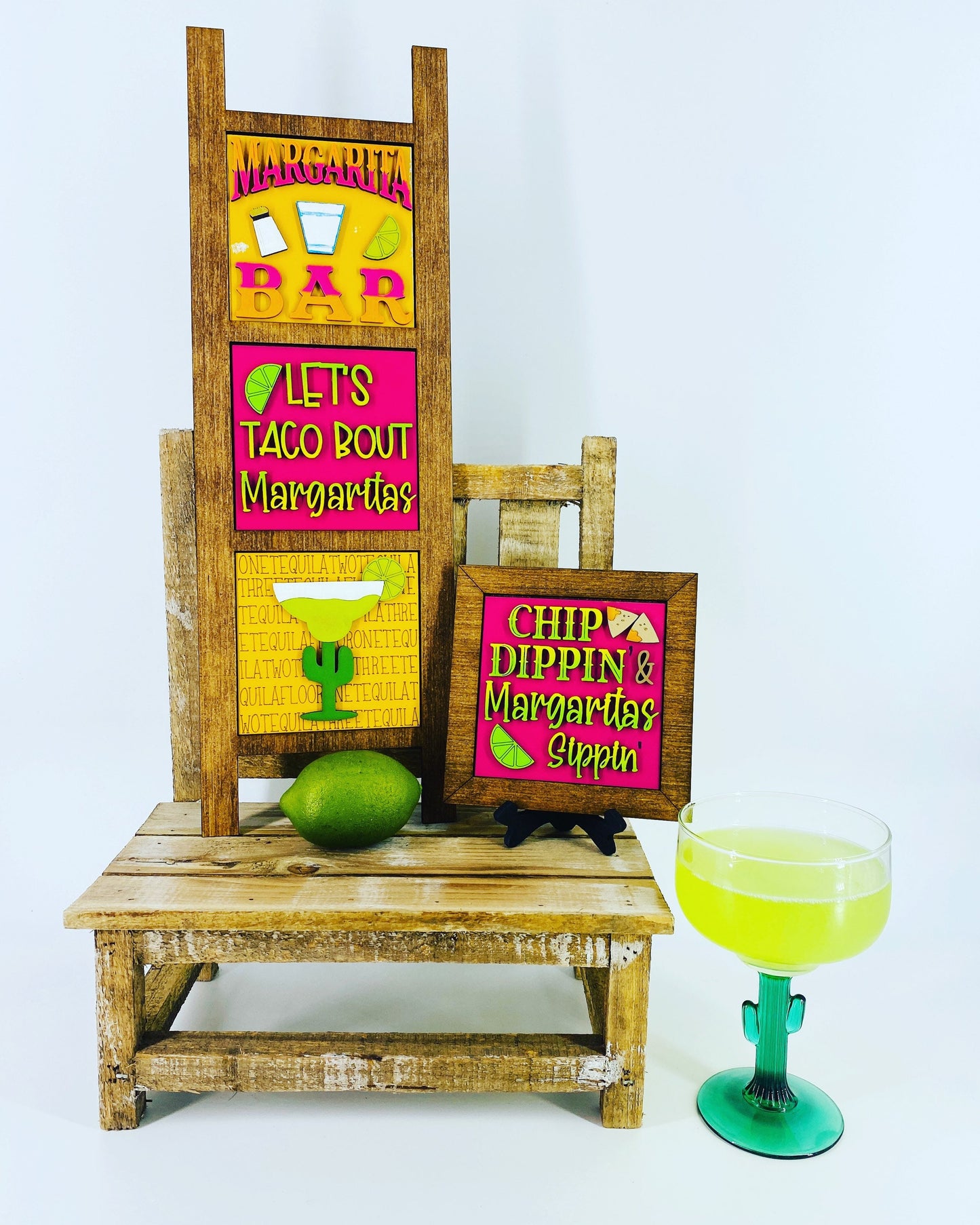 Margaritas & tacos Leaning ladder, home decor, Rae Dunn displays, gift for mom, tequila, tacos, beach house, hutch displays, holiday