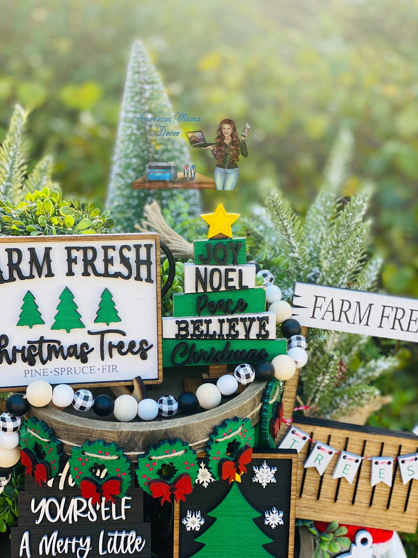 Christmas Tiered Tray Set,home decor, merry xmas, Christmas, Santa’s sled, believe, farmhouse decor,xmas decor, Rae Dunn decor, Santa Claus