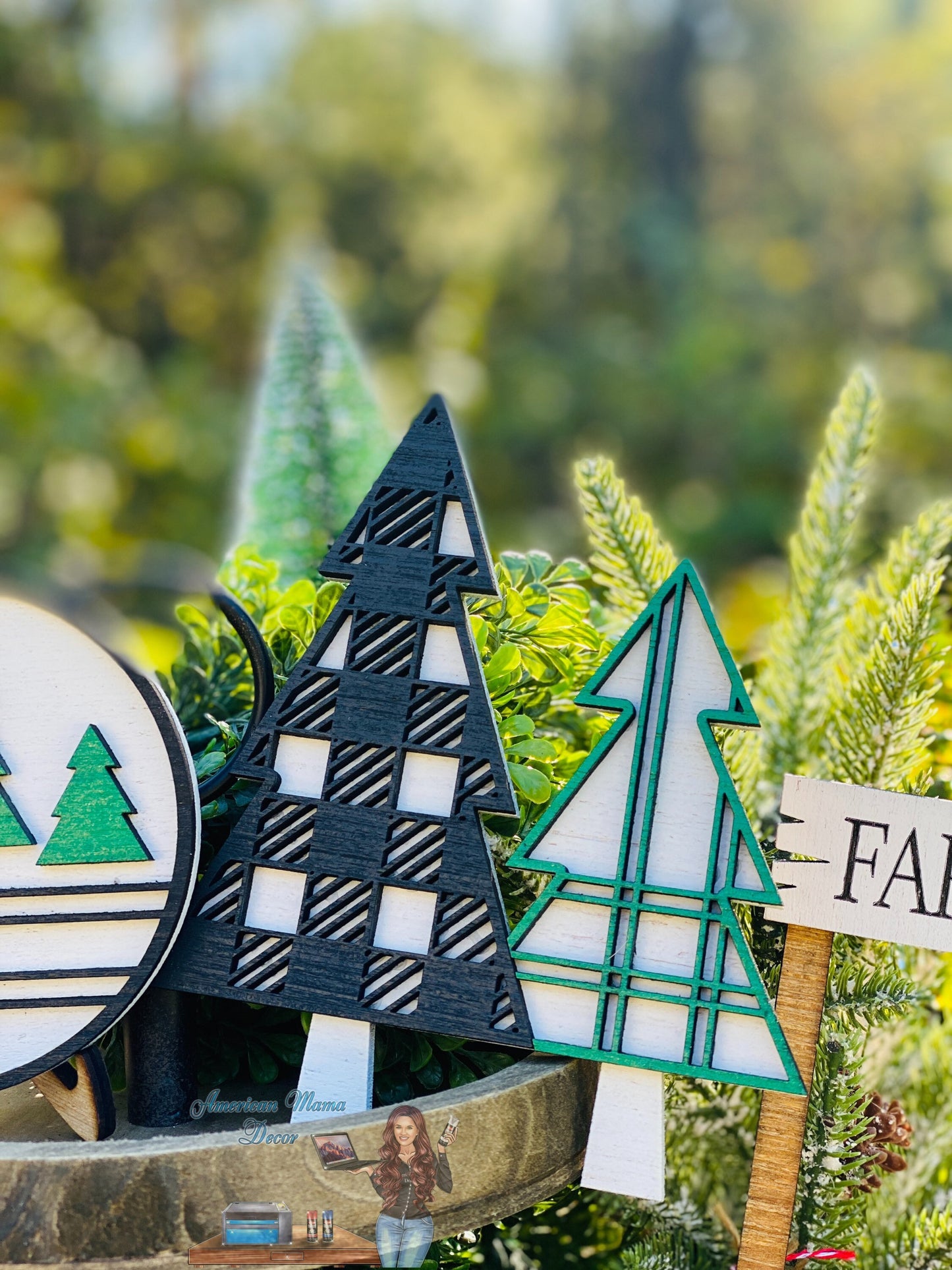 Christmas Tiered Tray Set,home decor, merry Christmas, Christmas, farm fresh trees, farmhouse Christmas decor,xmas decor, Rae Dunn decor