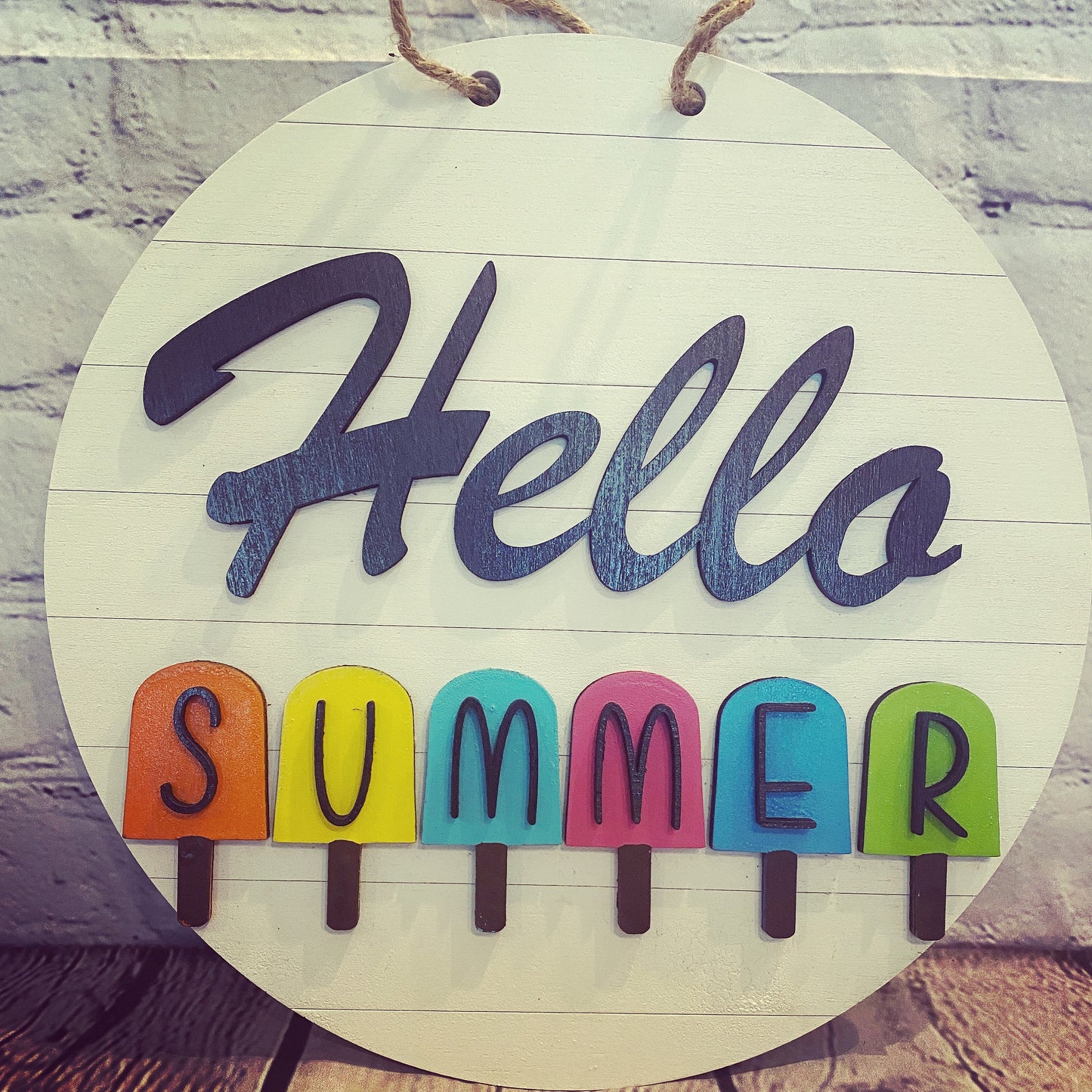 Hello Summer popsicle door hanger summertime decor