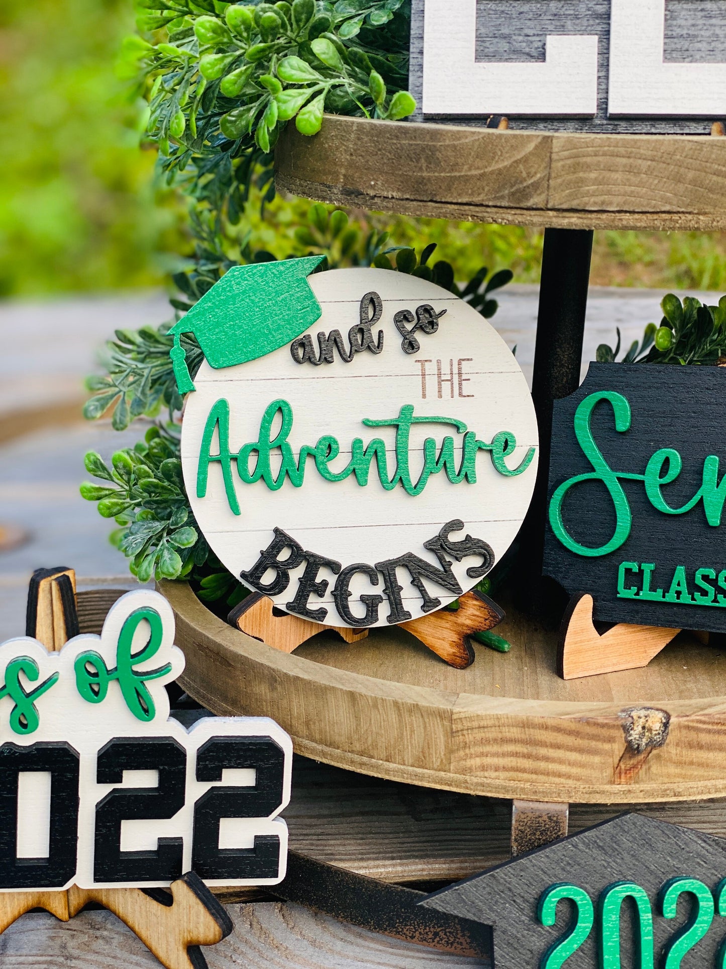 Graduation, Senior 2025, Tier Tray decor, class of 2025, home decor, Rae Dunn, college, high school, tassel was worth the hassle, seniors