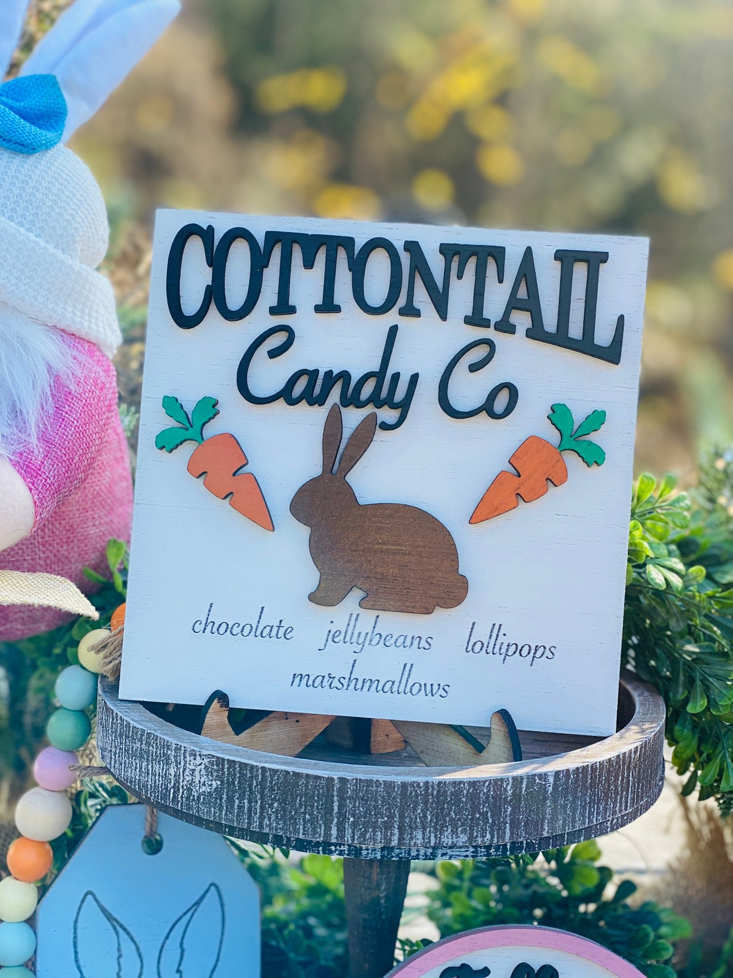 Easter bunny tier tray decor, tier tray set, Rae dunn decor,mini signs,tier tray signs,bite me, cottontail candy co, rabbit, chocolate bunny