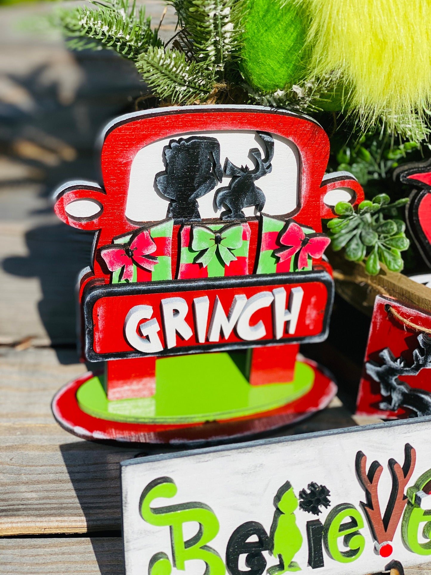 Christmas Tiered Tray Set,home decor, merry xmas, Christmas, Santa’s sled, gnome, believe, farmhouse decor,xmas decor, Rae Dunn decor