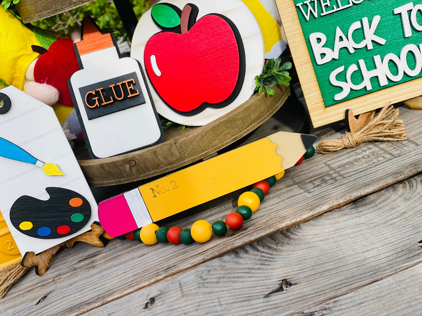 Back to school tiered tray set, mini signs, teacher decor, classroom decor, homeschool, virtual school, gifts for teachers, gift for mom