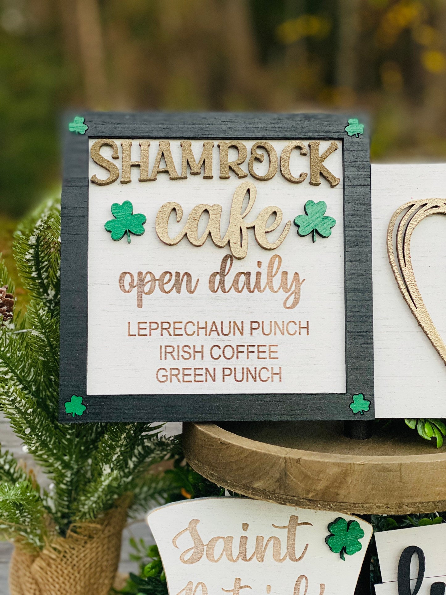 St Patrick’s day tier tray set, home decor, St. Patty’s, Rae dunn decor, shamrock cafe, lucky charm, pot of gold, mini signs, clover