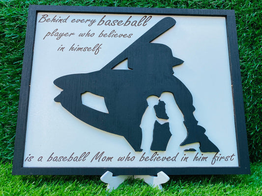 Behind every baseball player is a baseball mom sign wall decor *engraved and 3D* FREE SHIPPING