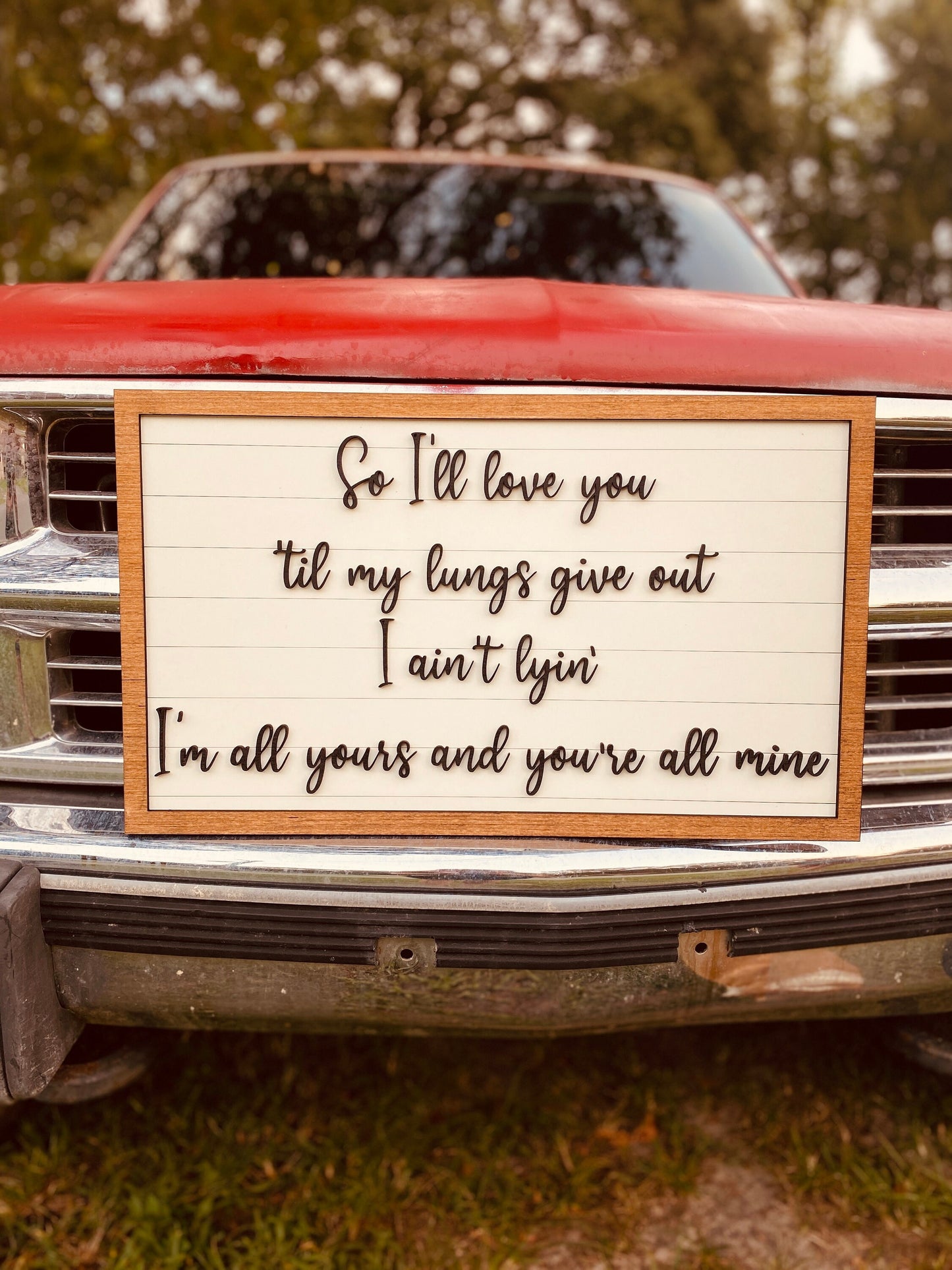 home decor, love you, lungs give out, western, country decor, farmhouse, wall hanging, I’m all yours, country house, rustic, you’re all mine