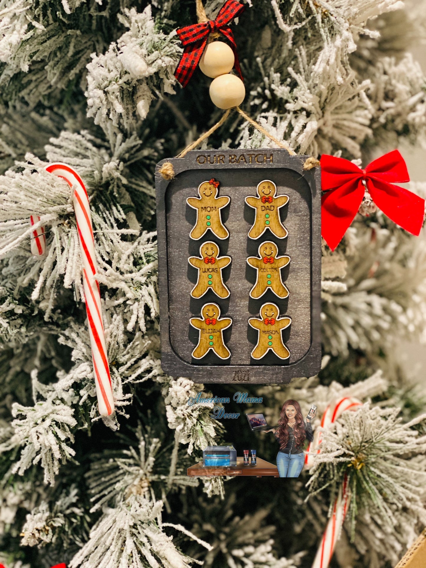 Gingerbread family Christmas ornament, stocking stuffer, Christmas tree decor, home decor, baking sheet, gifts for mom, xmas, Santa, cookies